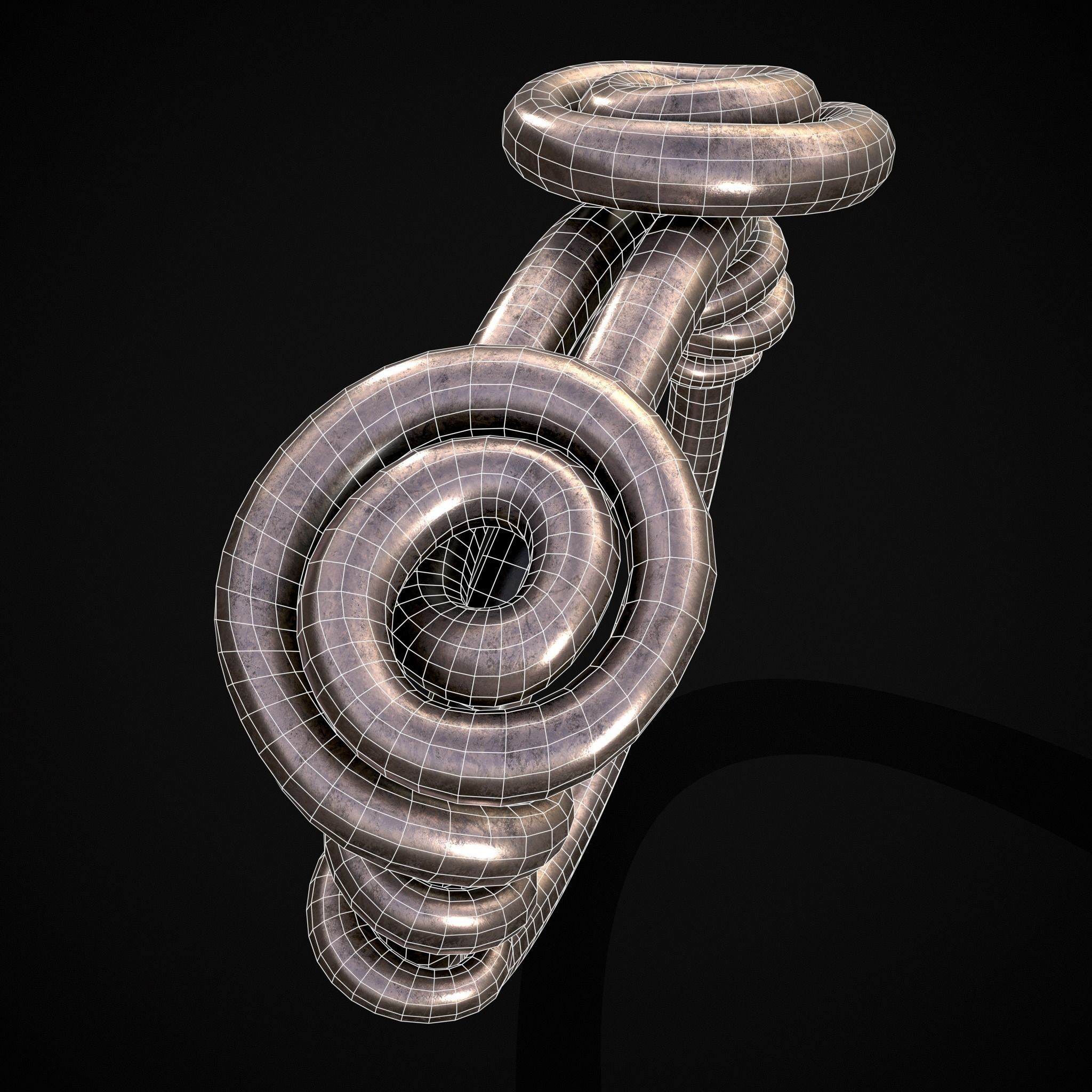 Wire Spiral Silver Ring Low-poly 3D model_32