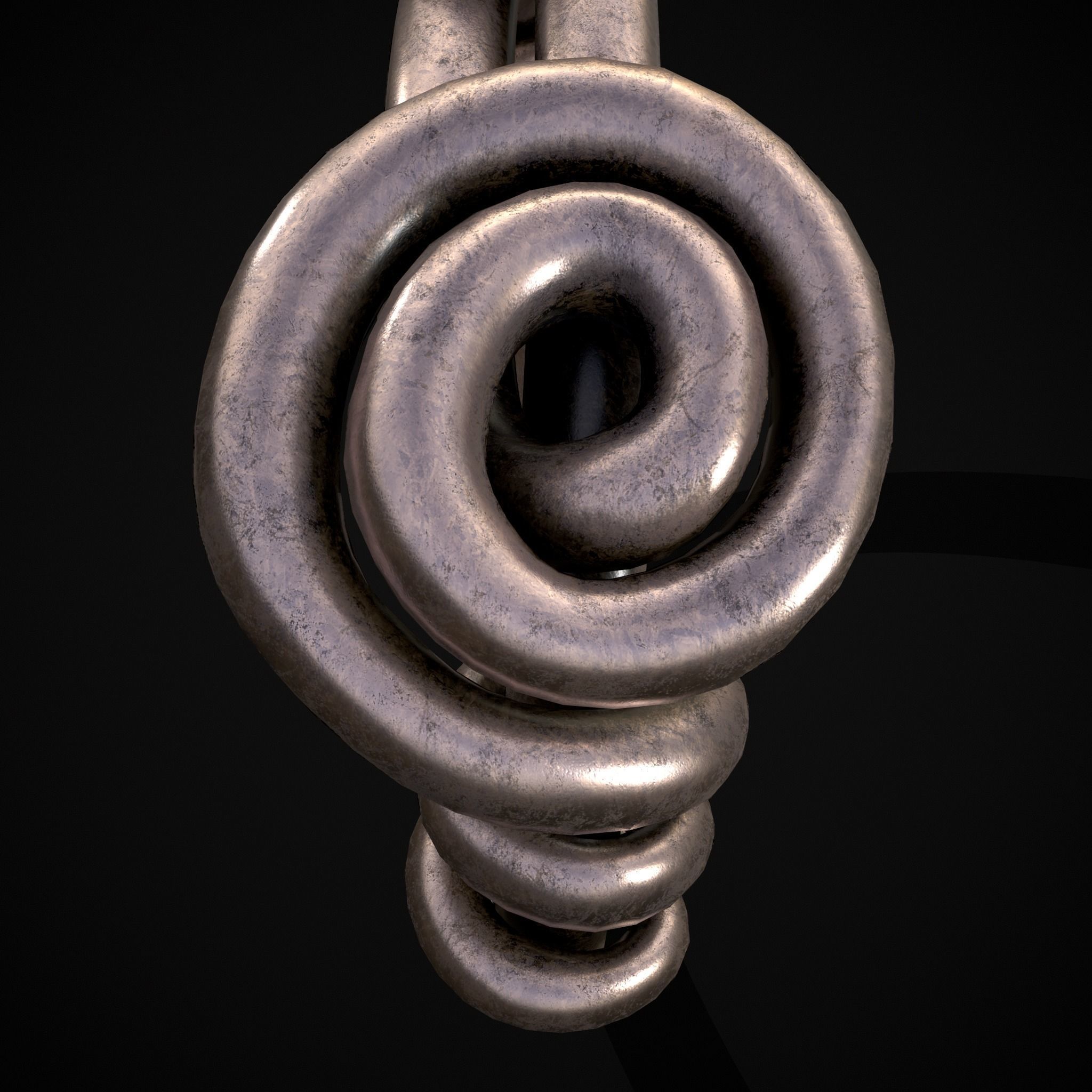 Wire Spiral Silver Ring Low-poly 3D model_13