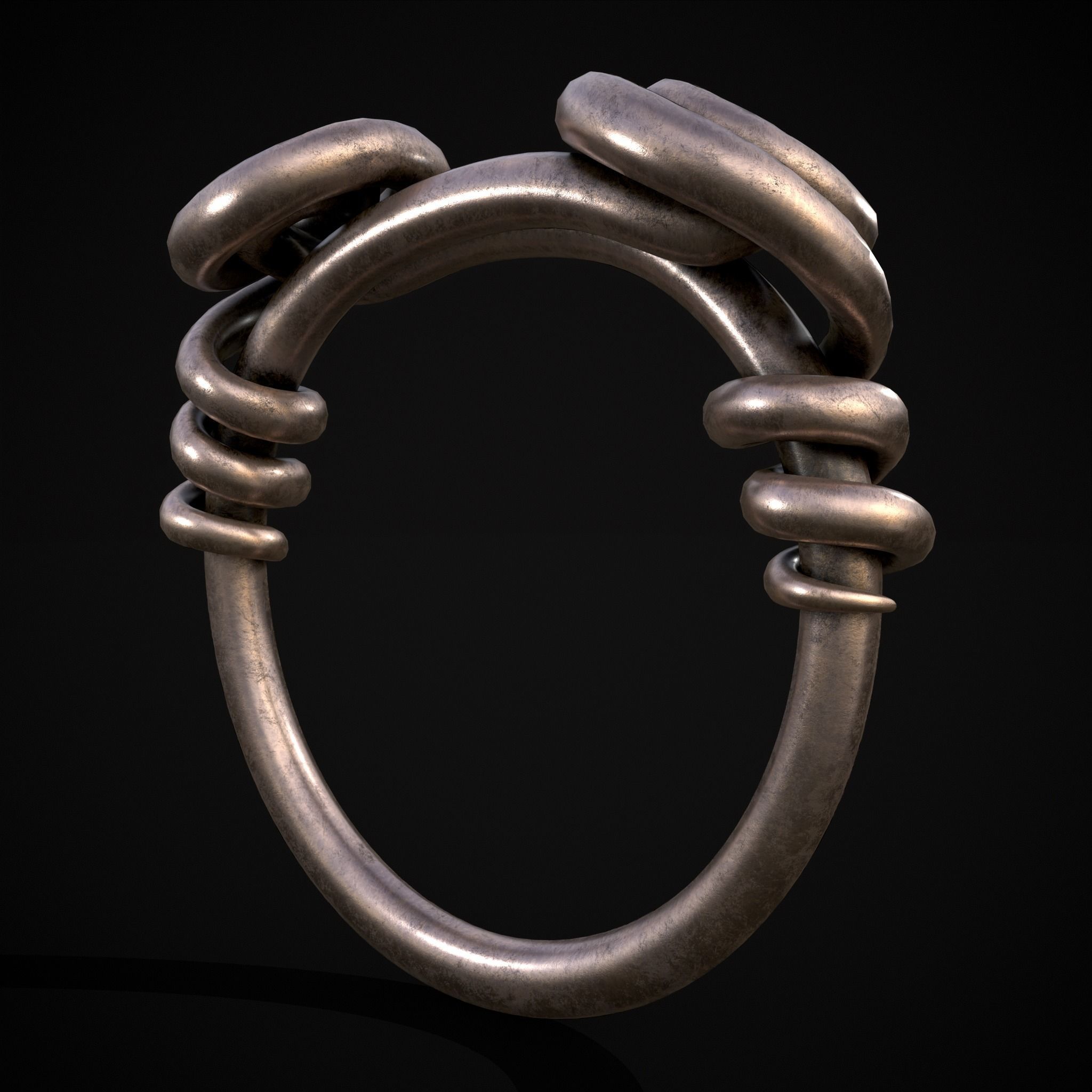 Wire Spiral Silver Ring Low-poly 3D model_15