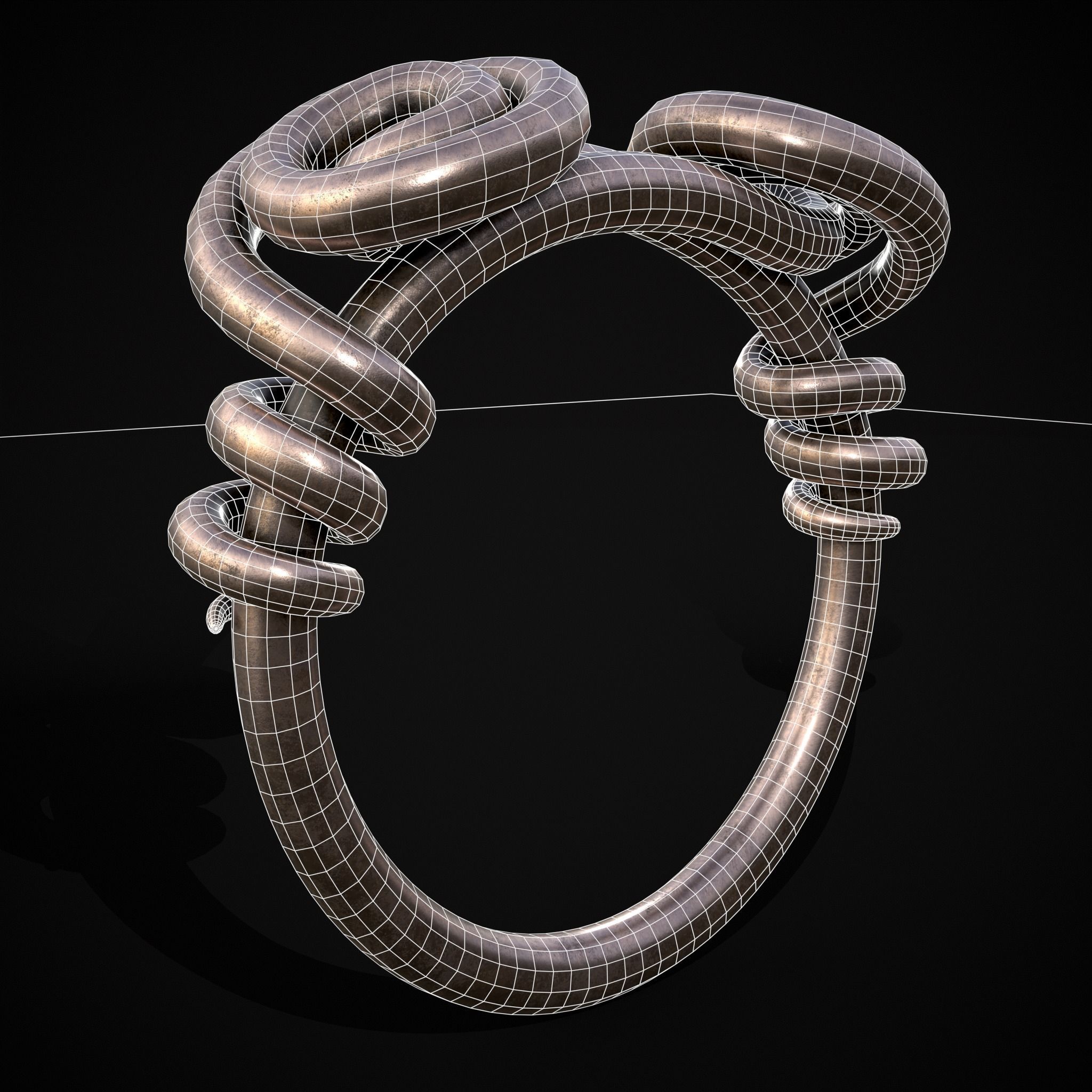 Wire Spiral Silver Ring Low-poly 3D model_18