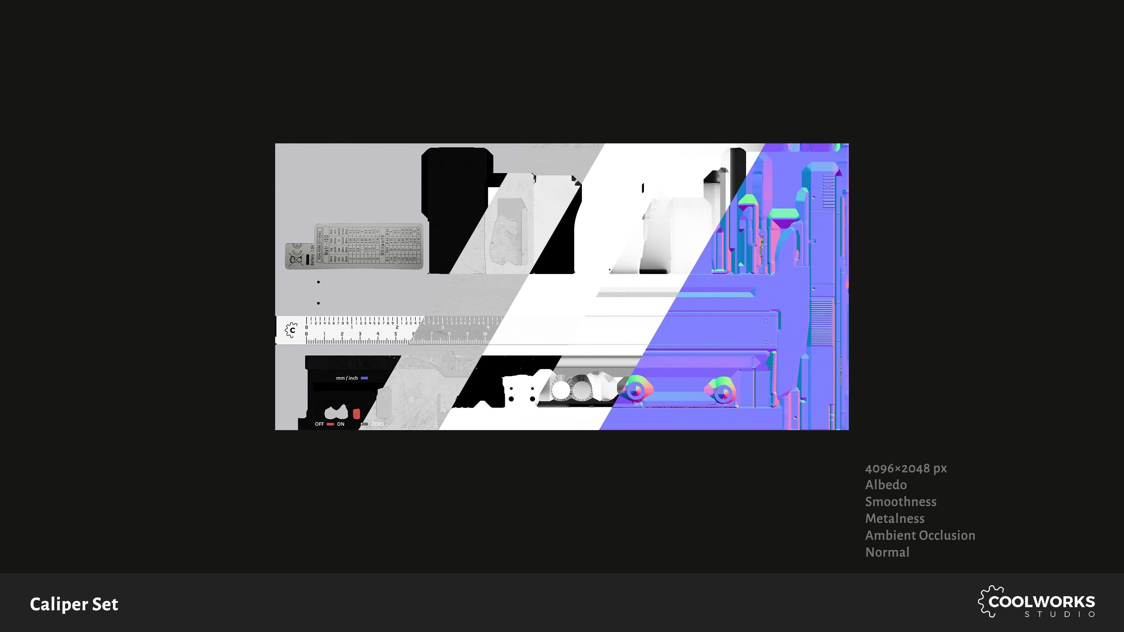 Caliper Set Low-poly 3D model_12