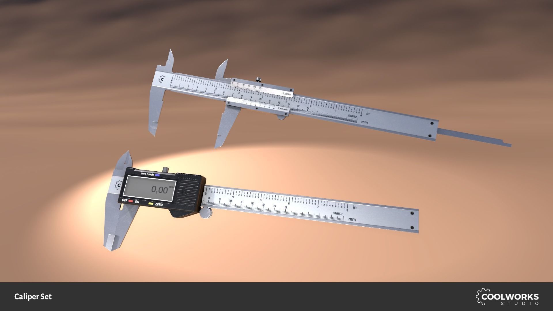 Caliper Set Low-poly 3D model_1