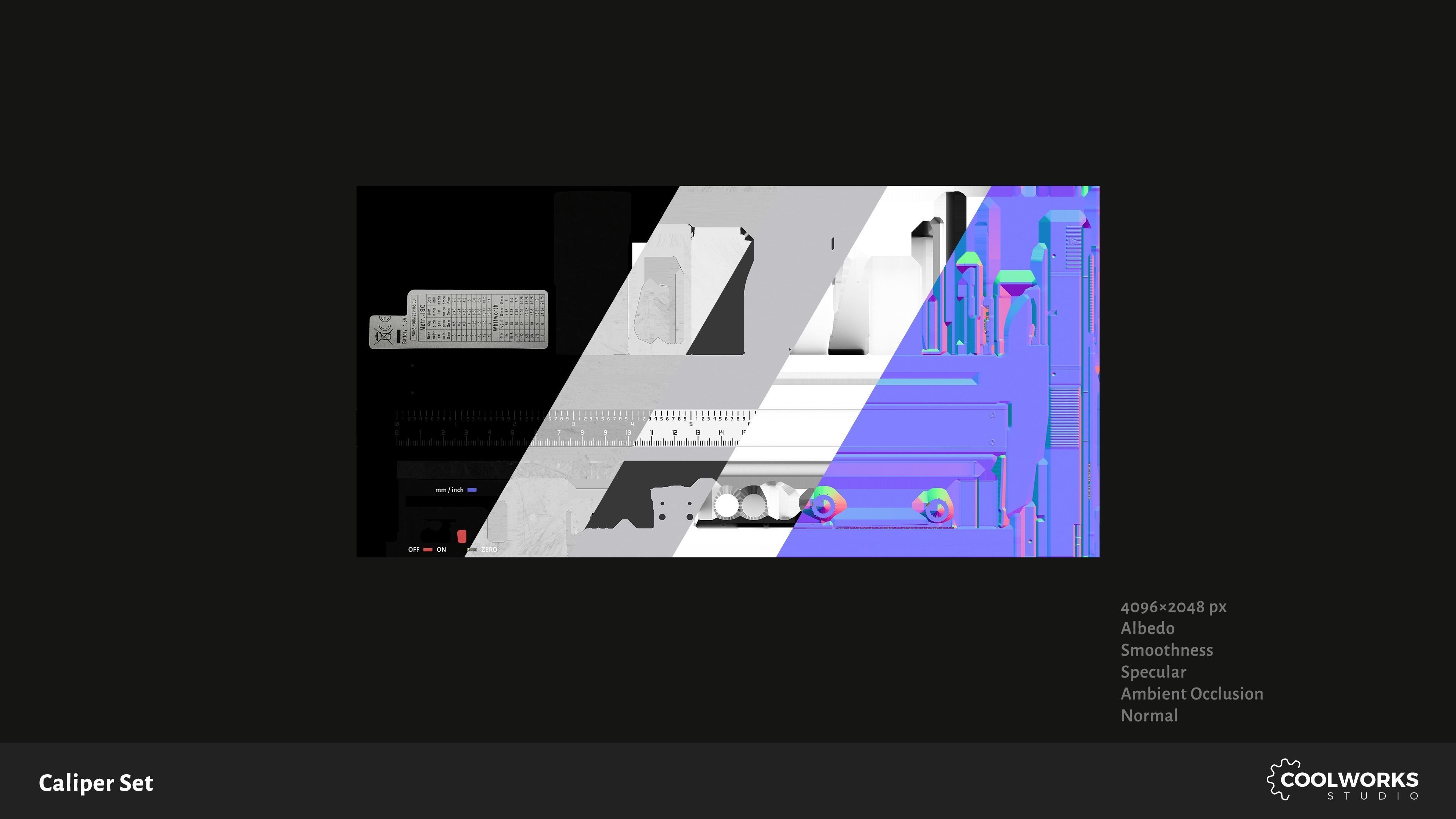 Caliper Set Low-poly 3D model_7