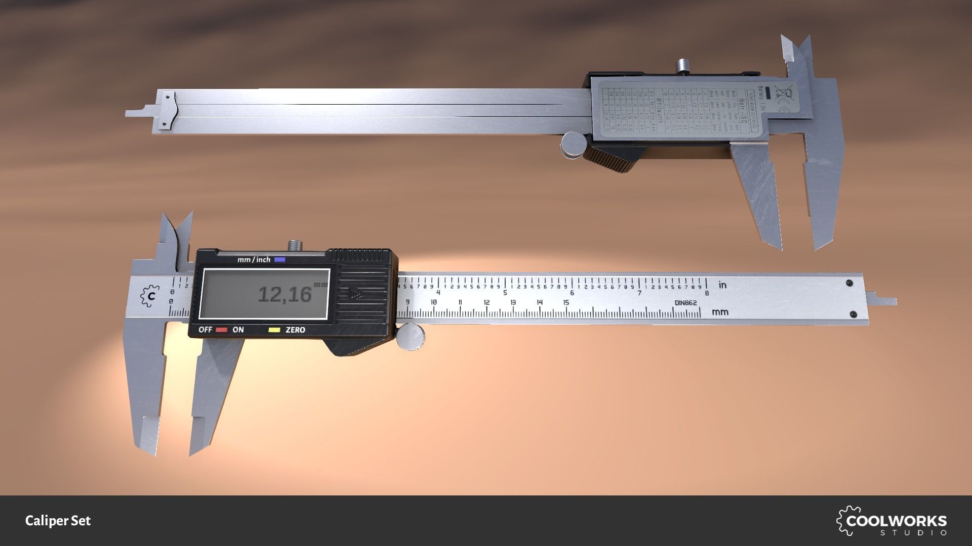 Caliper Set Low-poly 3D model_3