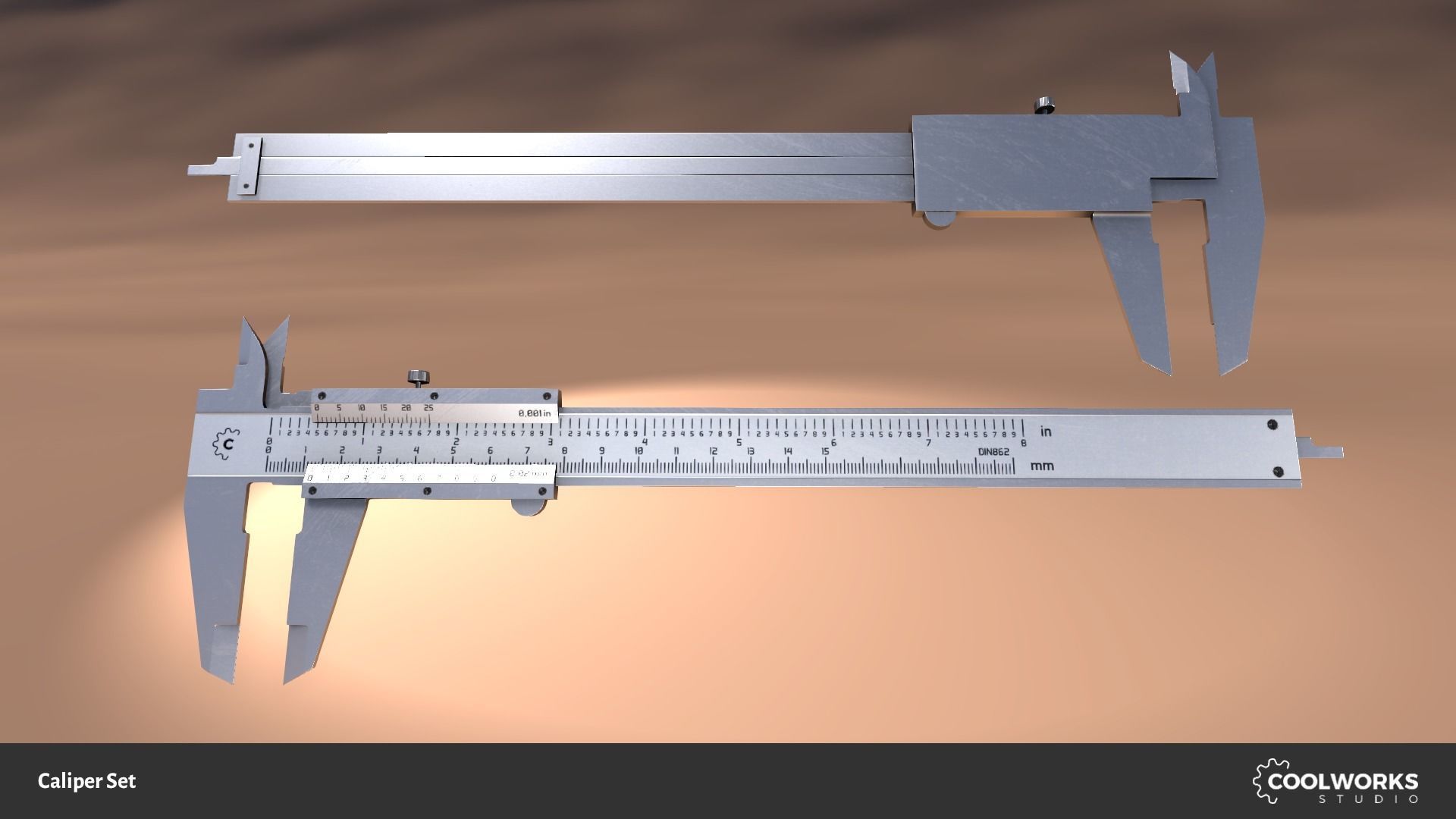 Caliper Set Low-poly 3D model_2