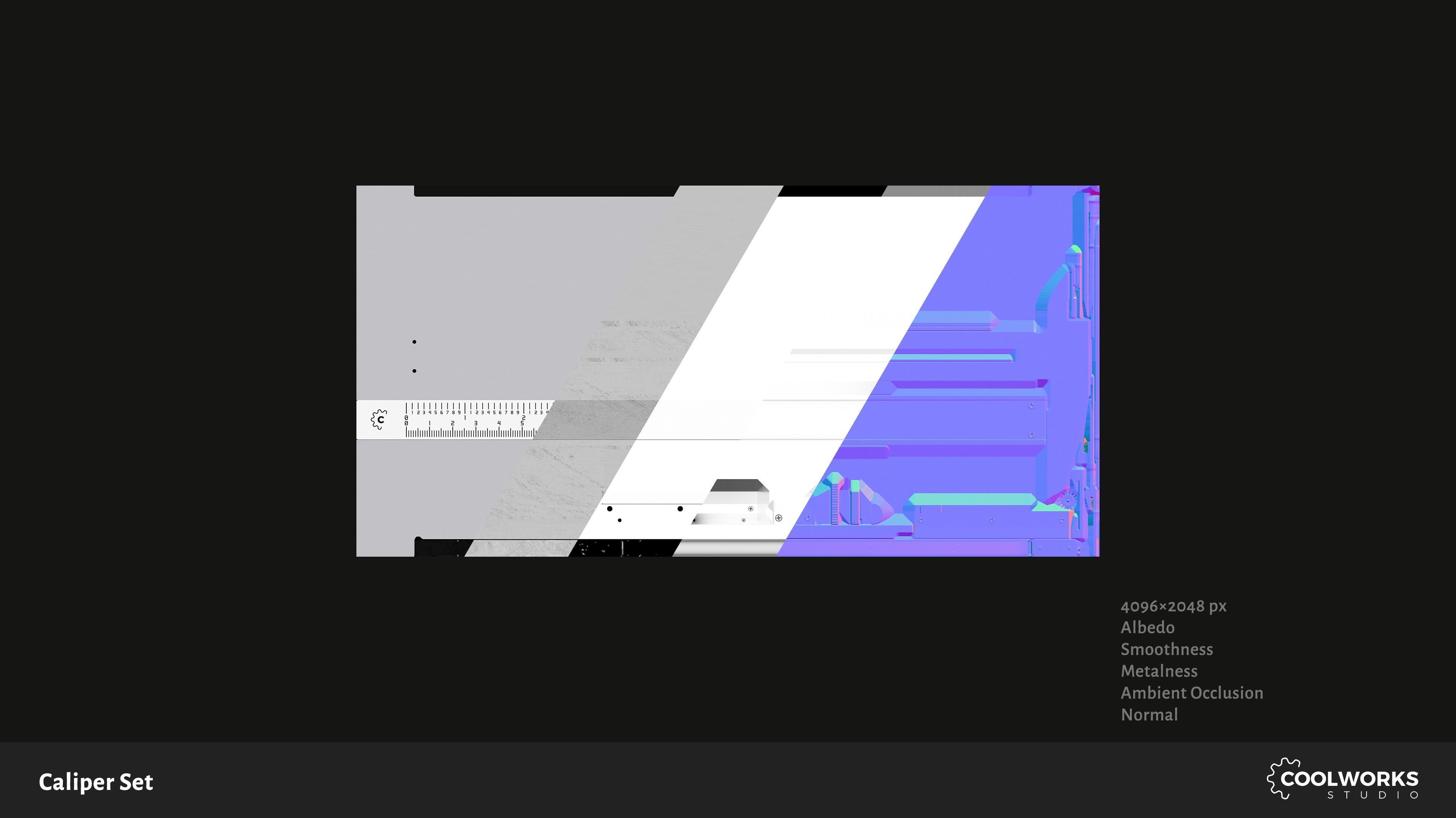 Caliper Set Low-poly 3D model_10
