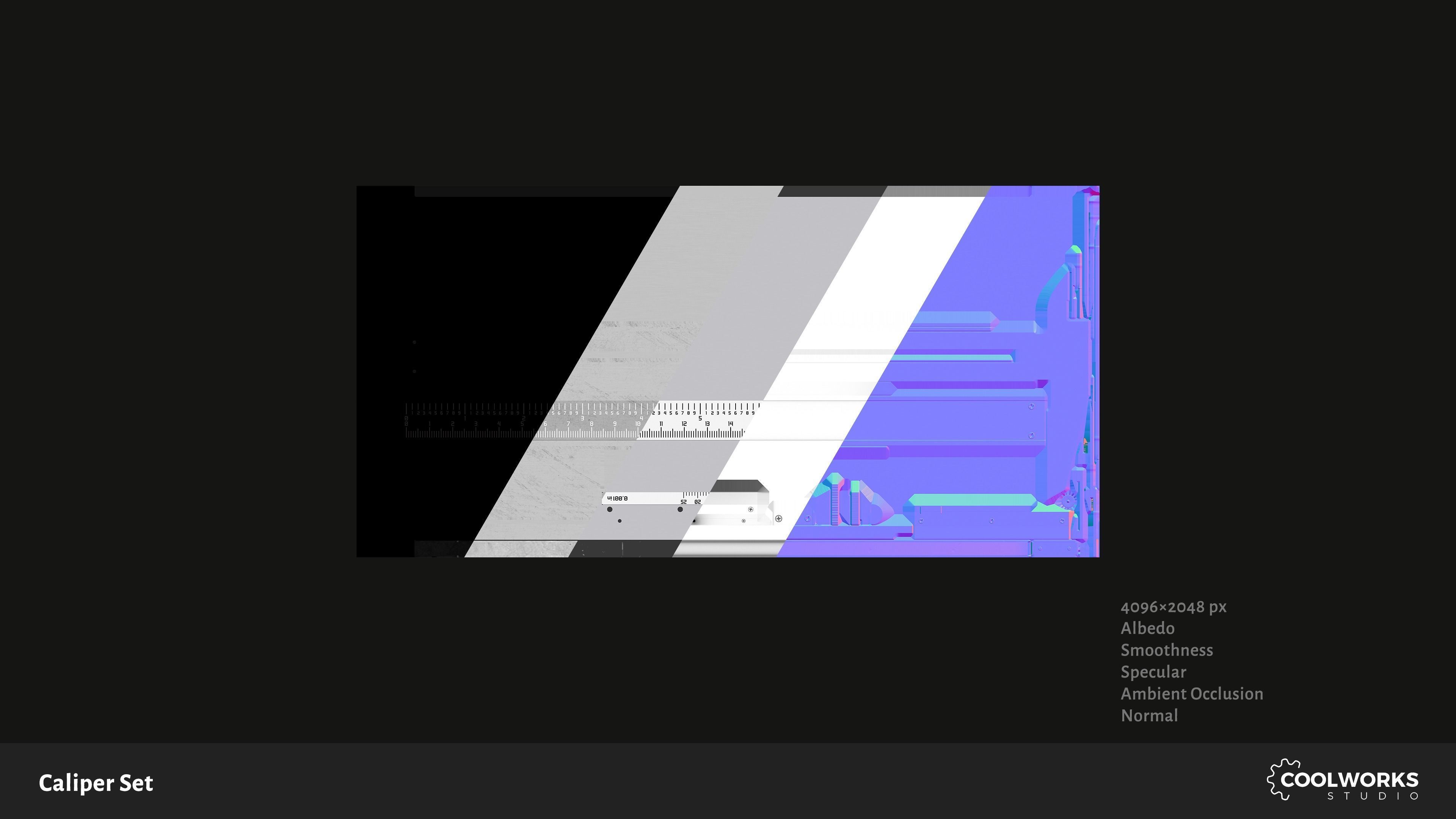 Caliper Set Low-poly 3D model_8
