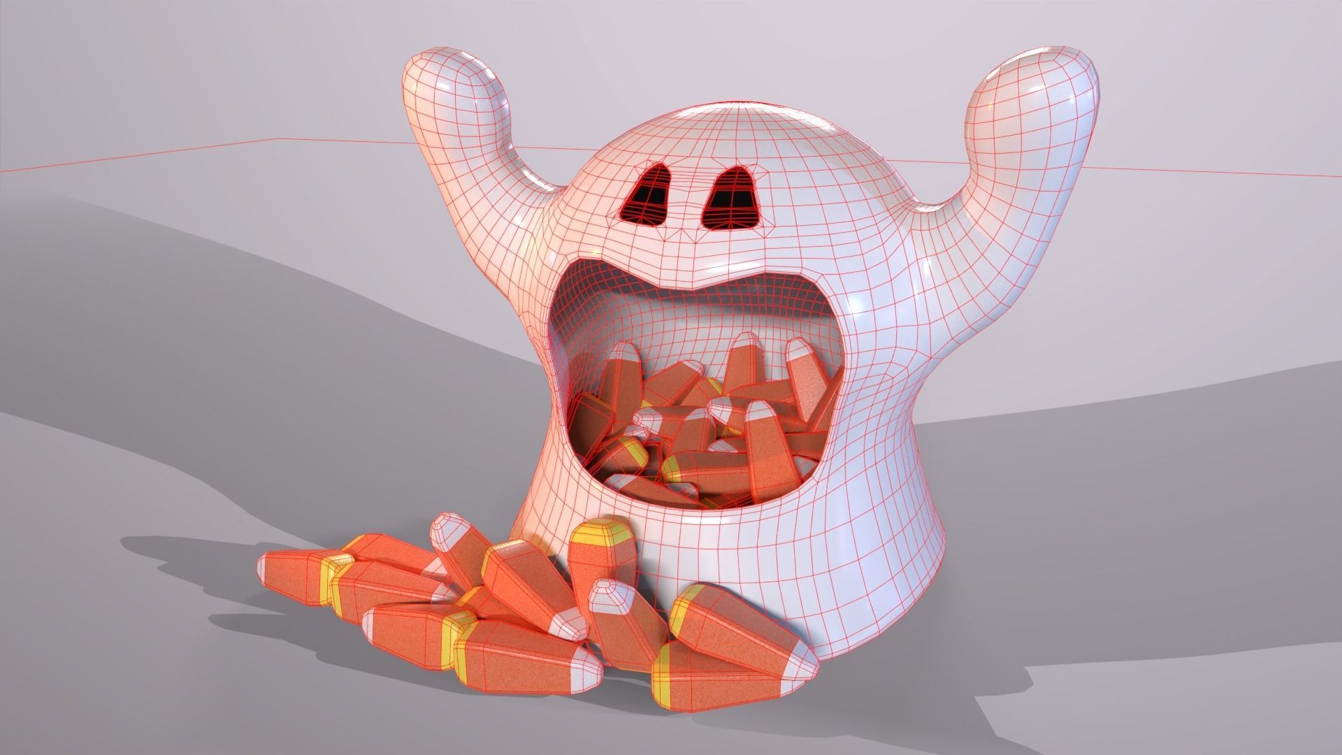 Ghost Candy Holder for Halloween Low-poly 3D model_16