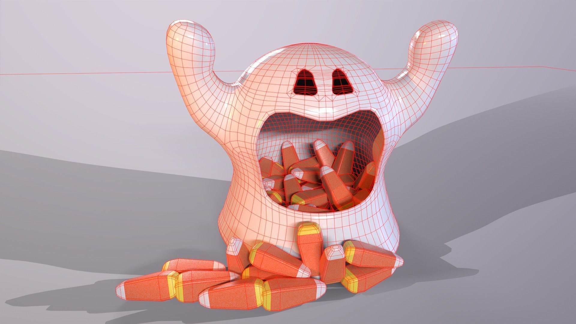 Ghost Candy Holder for Halloween Low-poly 3D model_19