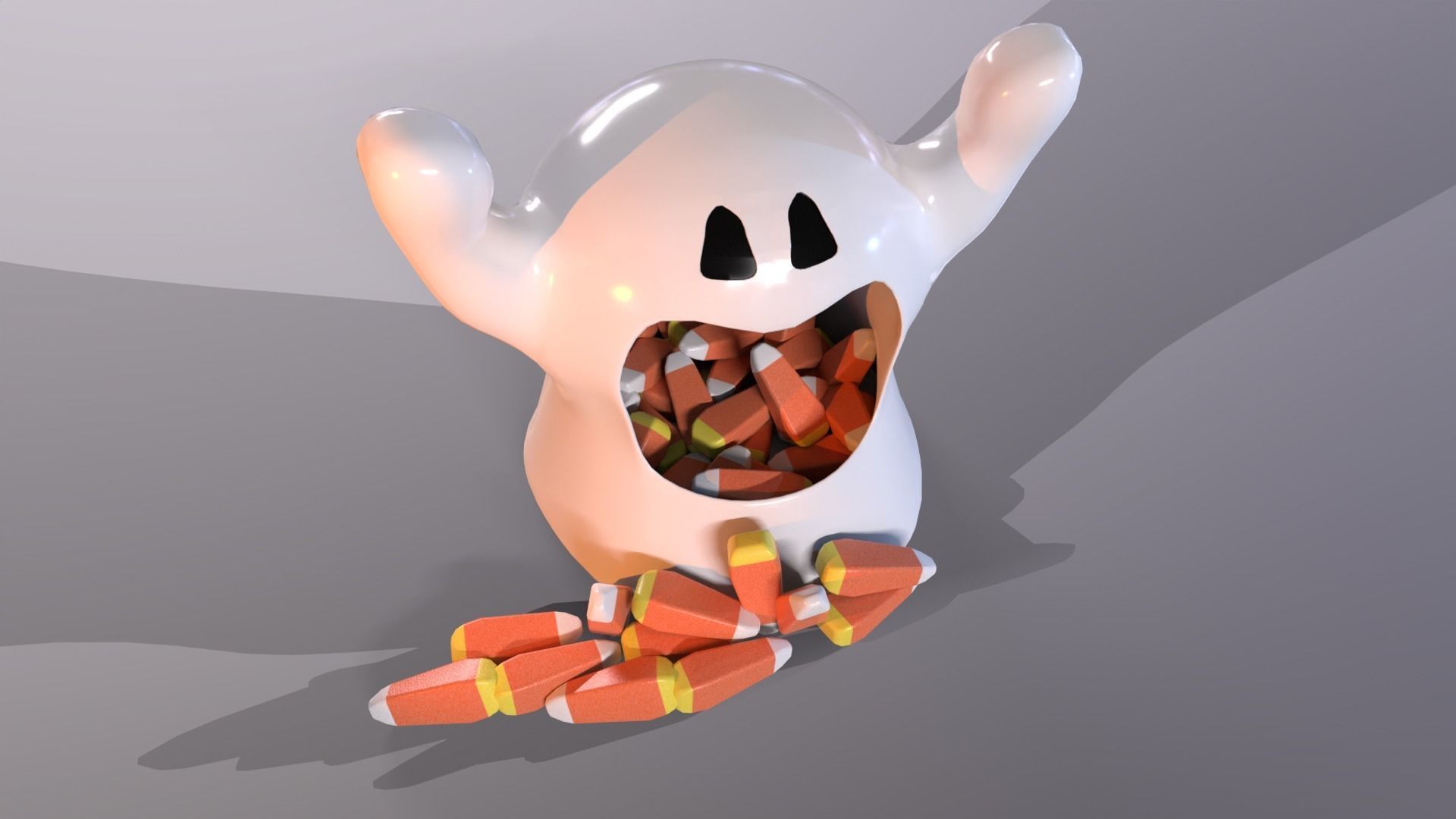 Ghost Candy Holder for Halloween Low-poly 3D model_17