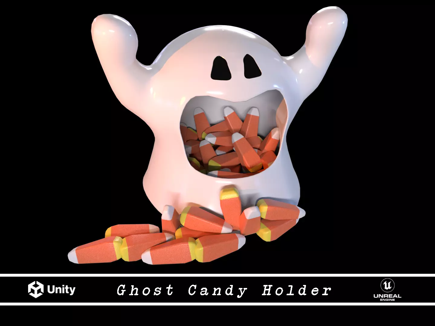 Ghost Candy Holder for Halloween Low-poly 3D model_0
