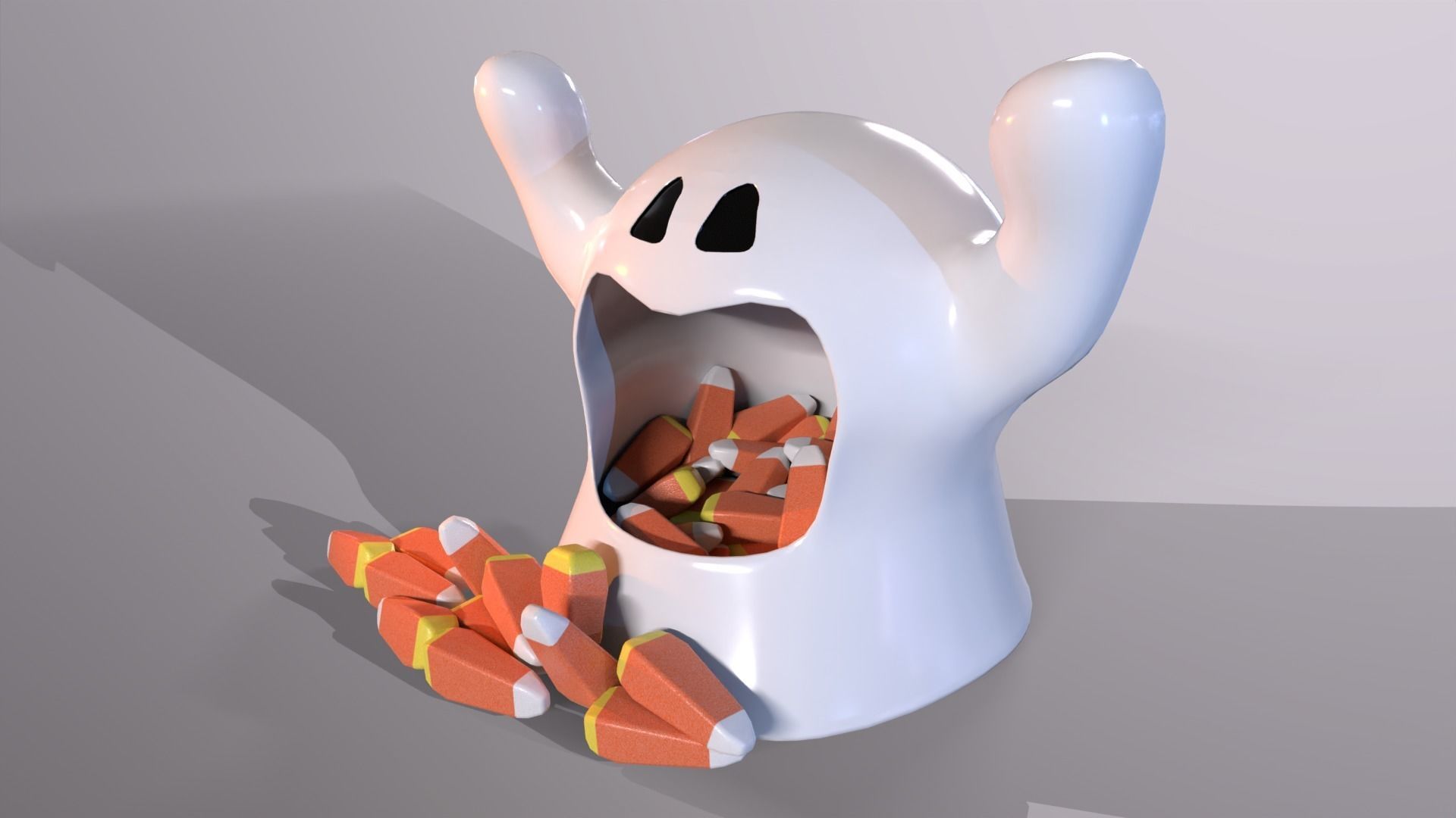 Ghost Candy Holder for Halloween Low-poly 3D model_3