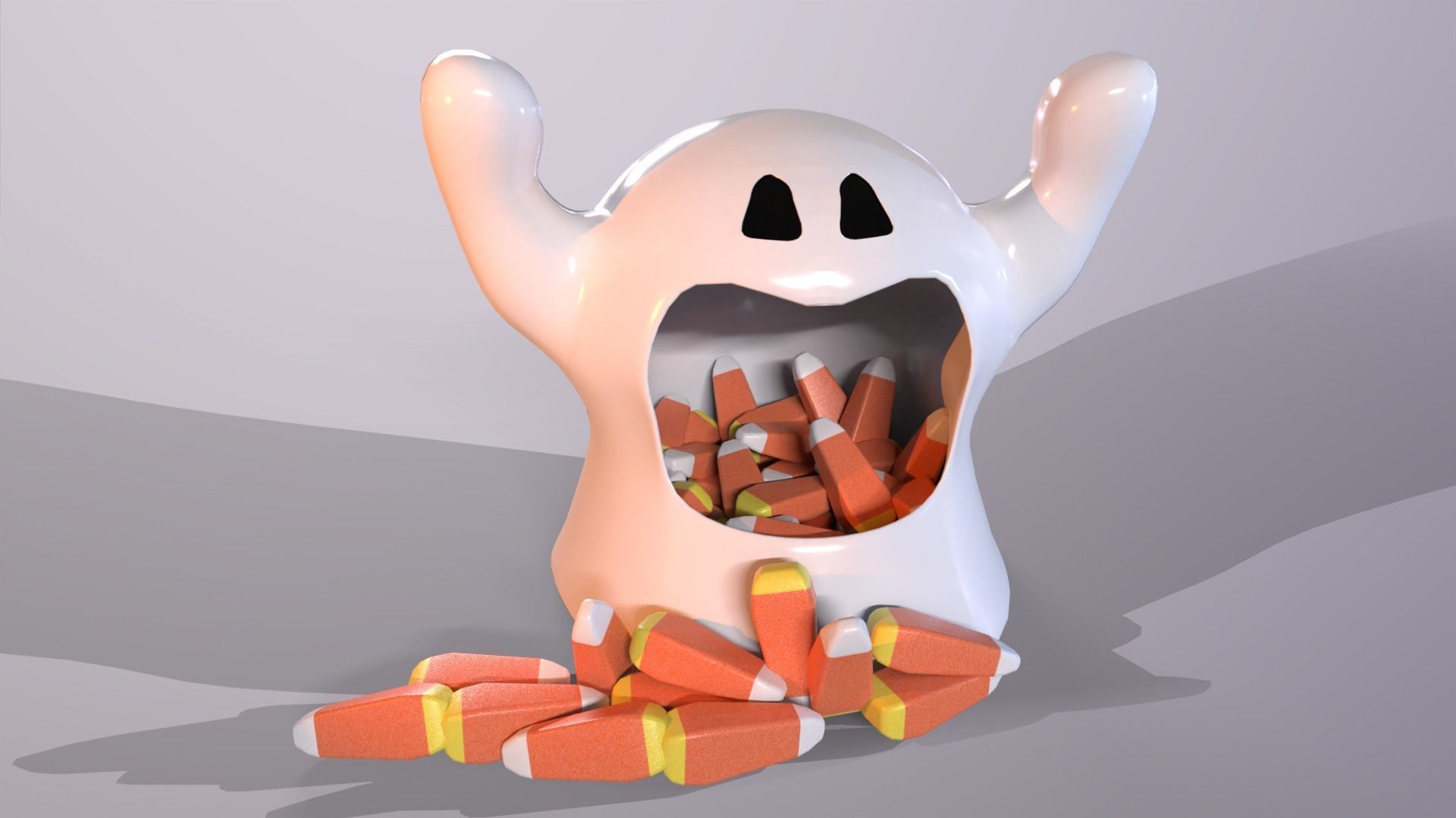Ghost Candy Holder for Halloween Low-poly 3D model_2