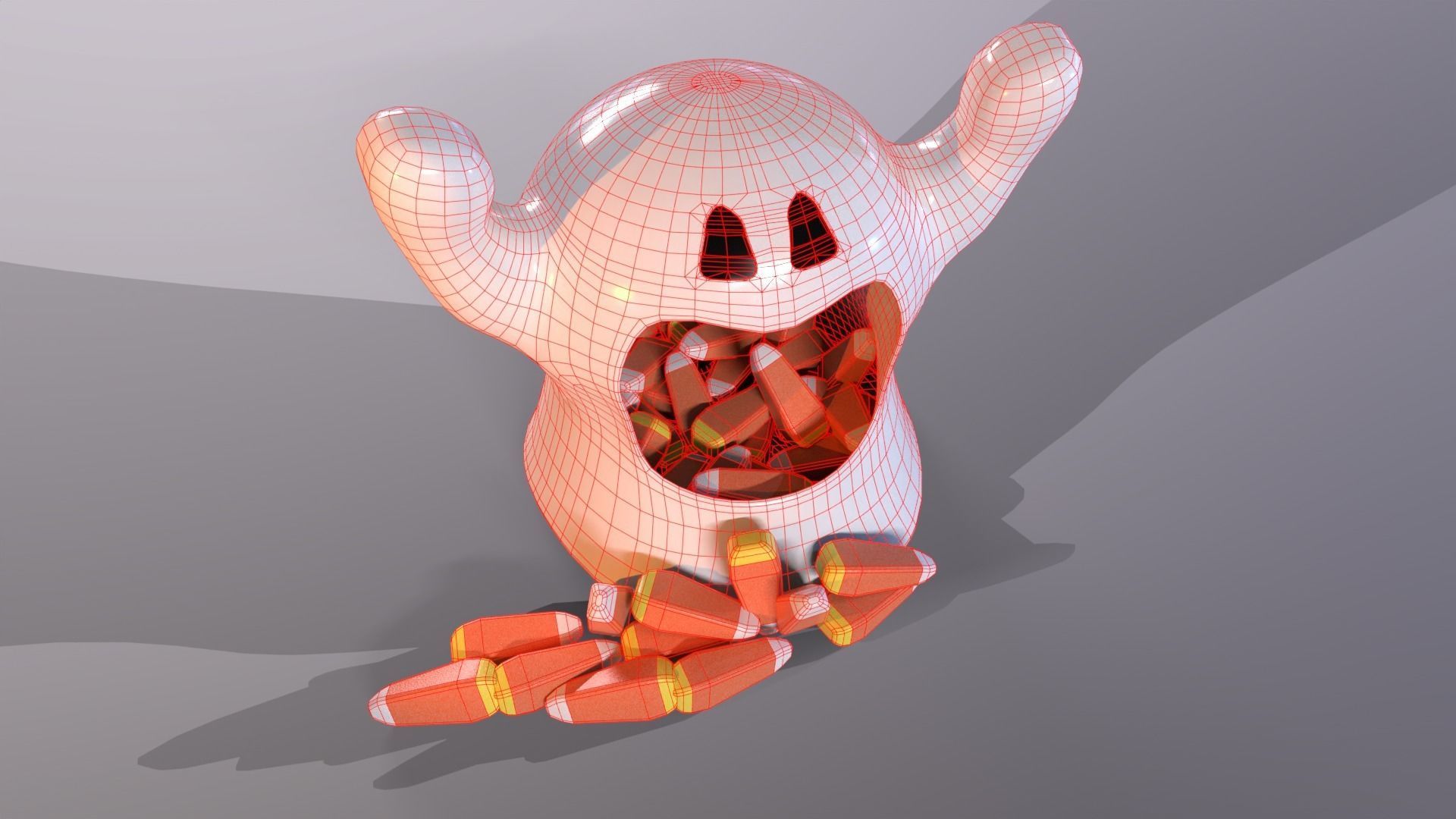Ghost Candy Holder for Halloween Low-poly 3D model_15
