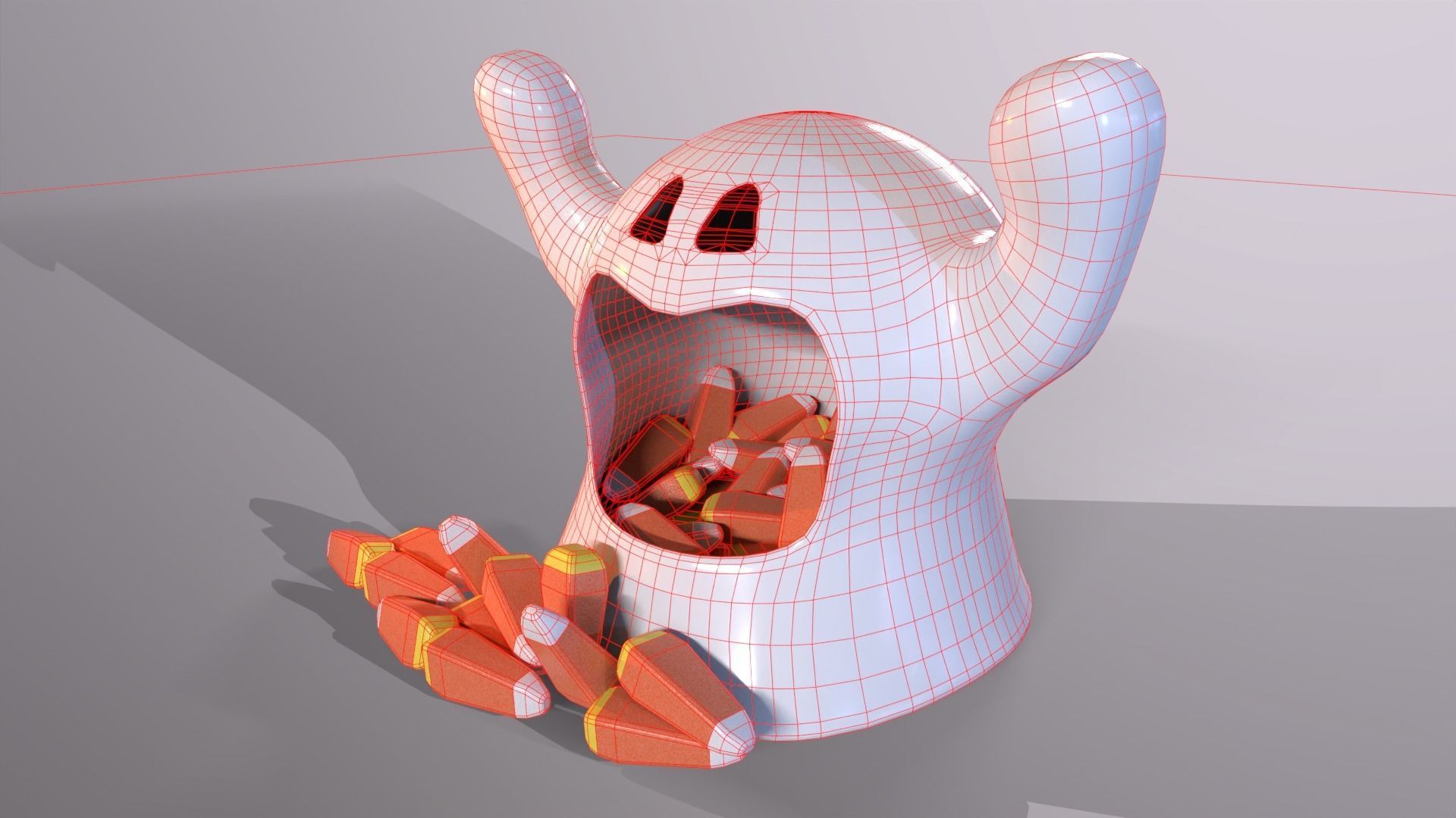 Ghost Candy Holder for Halloween Low-poly 3D model_8