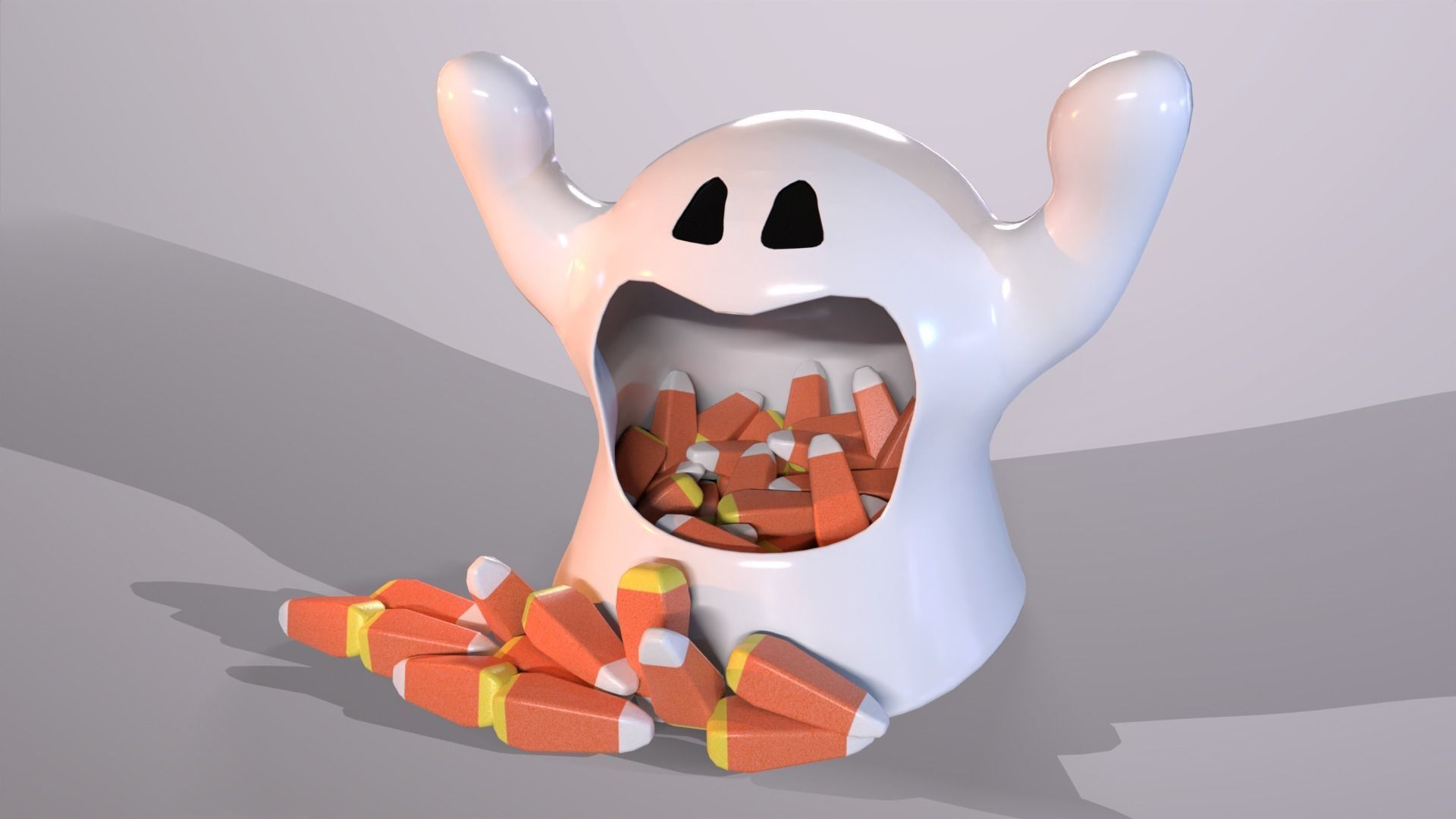 Ghost Candy Holder for Halloween Low-poly 3D model_4