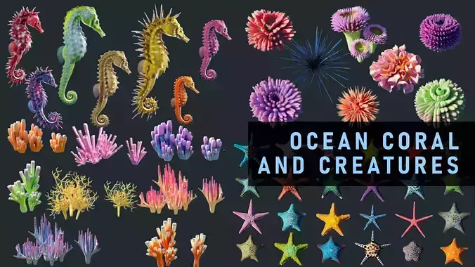 Ocean Coral and Creatures Mega Pack 3D Model Collection