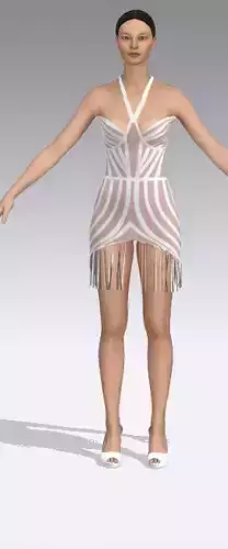 Dress powder pink color white strap detail 