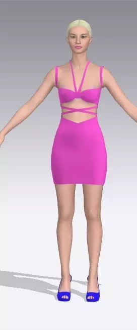 Heart shaped  magenta color strap detail   Low-poly 3D model_0