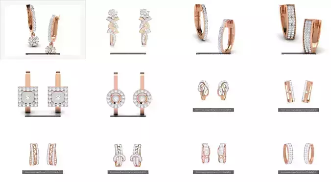 13 Women hoopsandhuggies Earrings 3dm stl 3mf obj glb gltf mtl 3D Model Collection