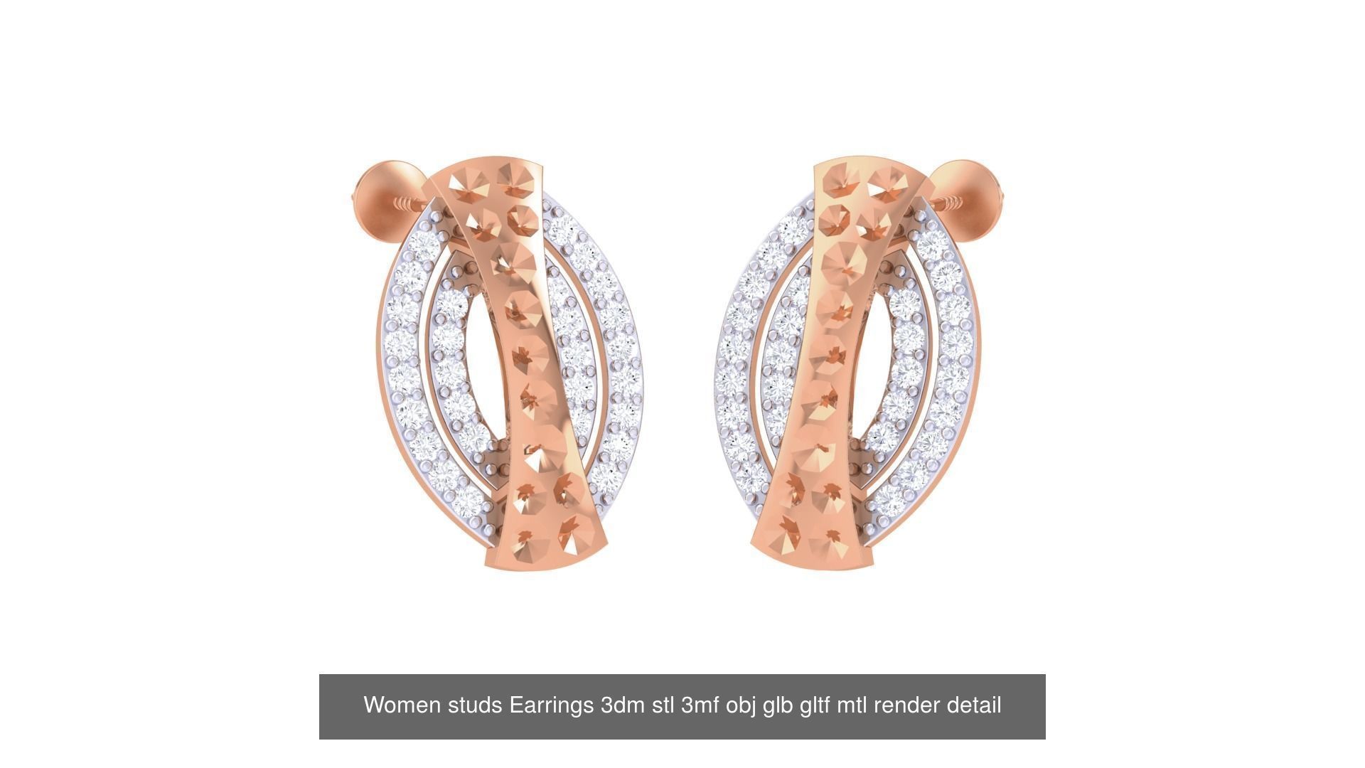 133 Women studs Earrings 3dm stl 3mf obj glb gltf mtl render 3D Model Collection_23