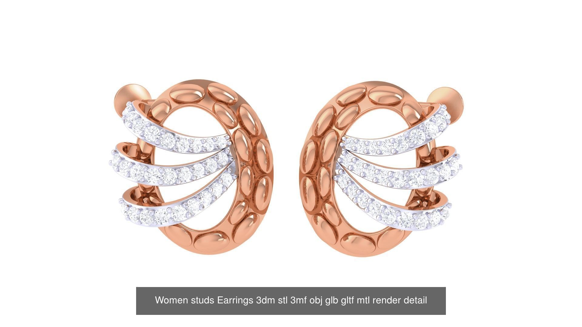 133 Women studs Earrings 3dm stl 3mf obj glb gltf mtl render 3D Model Collection_57