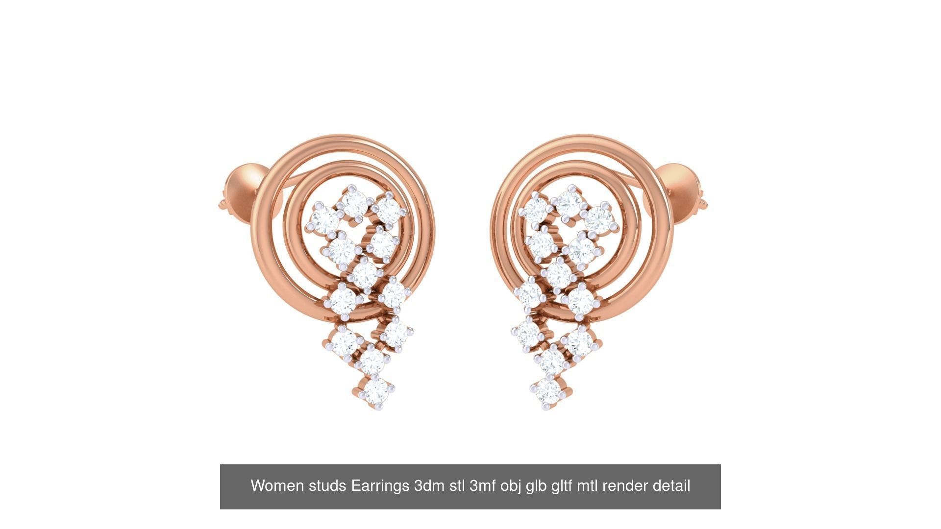 133 Women studs Earrings 3dm stl 3mf obj glb gltf mtl render 3D Model Collection_126