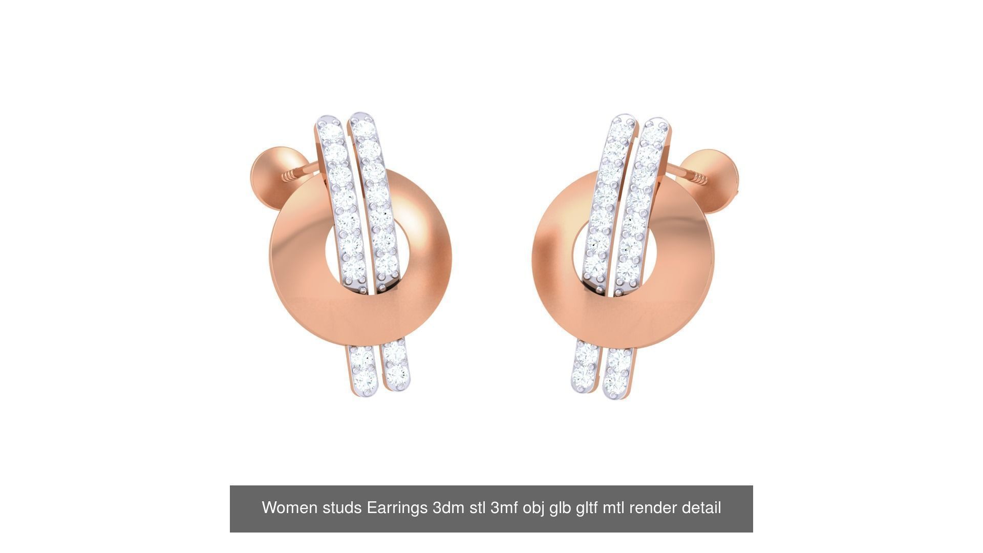 133 Women studs Earrings 3dm stl 3mf obj glb gltf mtl render 3D Model Collection_131