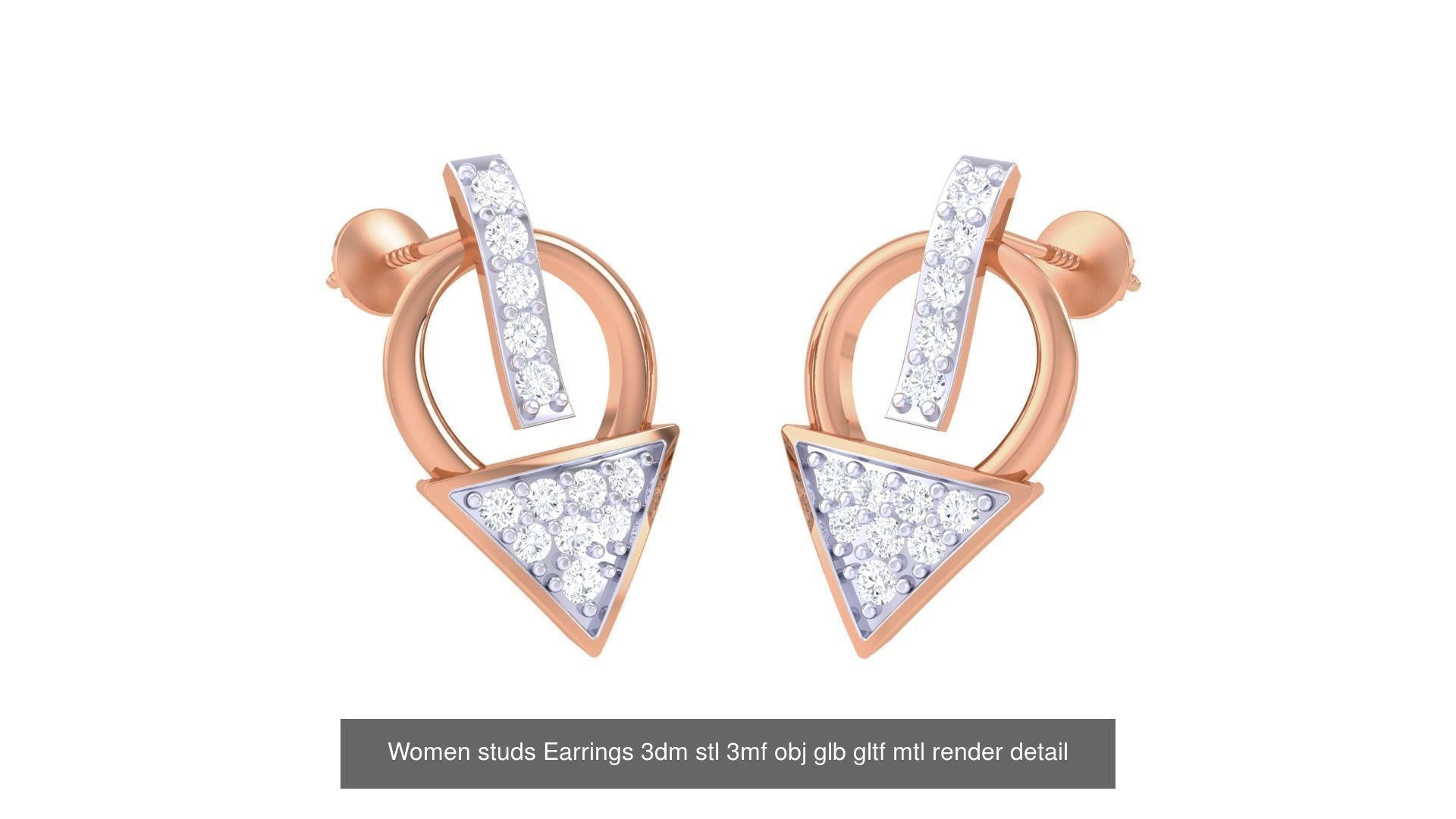 133 Women studs Earrings 3dm stl 3mf obj glb gltf mtl render 3D Model Collection_49