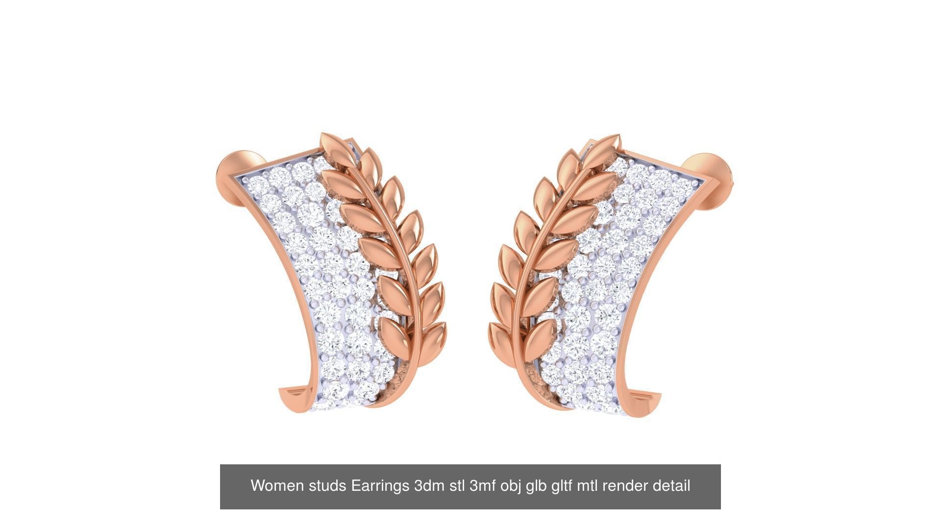 133 Women studs Earrings 3dm stl 3mf obj glb gltf mtl render 3D Model Collection_21