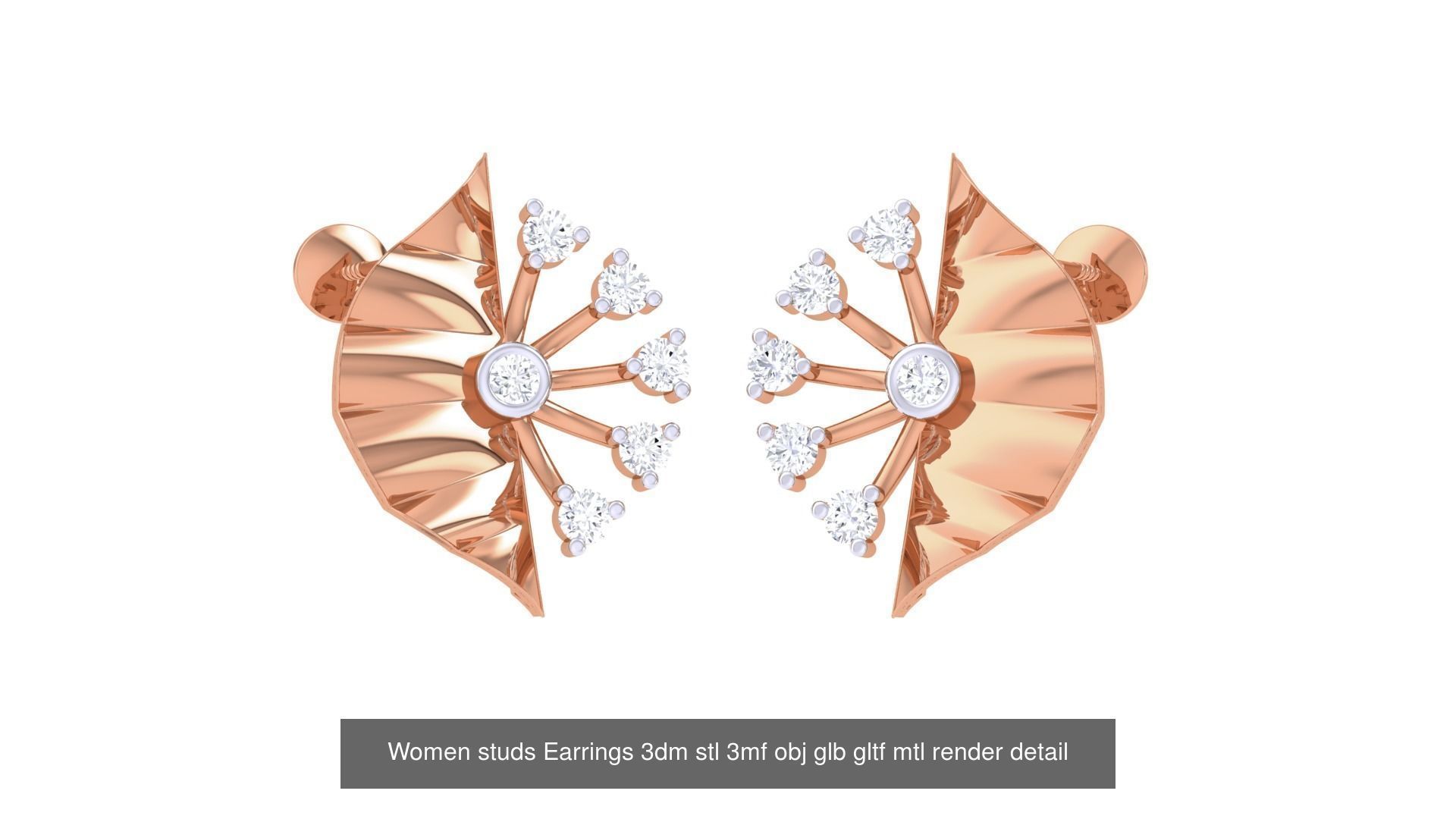 133 Women studs Earrings 3dm stl 3mf obj glb gltf mtl render 3D Model Collection_48