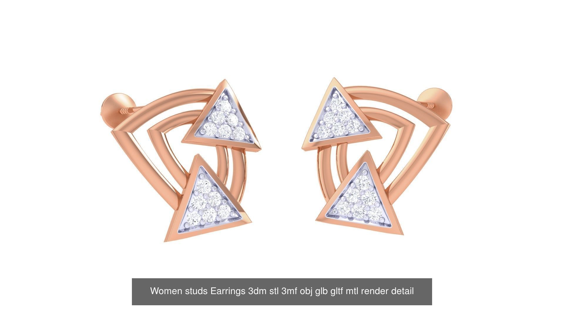 133 Women studs Earrings 3dm stl 3mf obj glb gltf mtl render 3D Model Collection_80