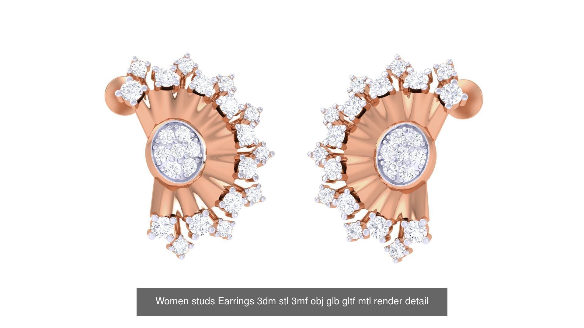 133 Women studs Earrings 3dm stl 3mf obj glb gltf mtl render 3D Model Collection_96