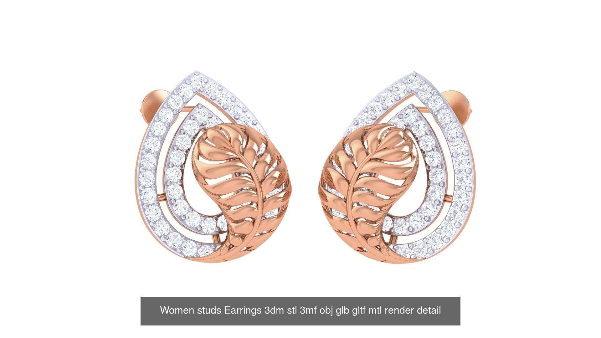 133 Women studs Earrings 3dm stl 3mf obj glb gltf mtl render 3D Model Collection_47