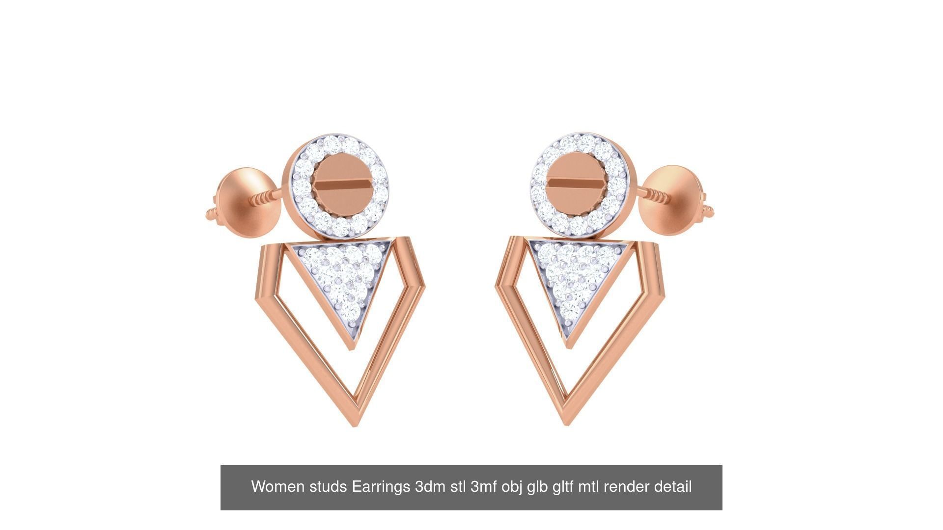 133 Women studs Earrings 3dm stl 3mf obj glb gltf mtl render 3D Model Collection_141