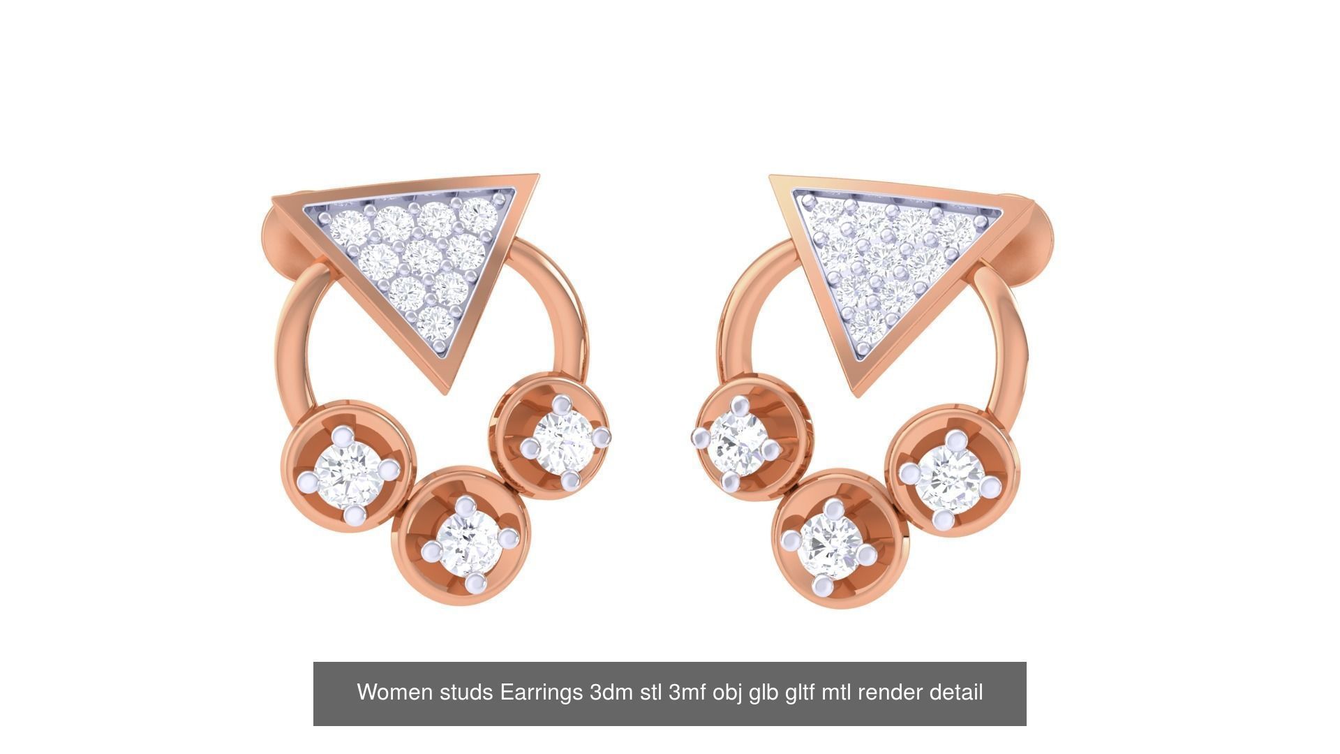 133 Women studs Earrings 3dm stl 3mf obj glb gltf mtl render 3D Model Collection_55