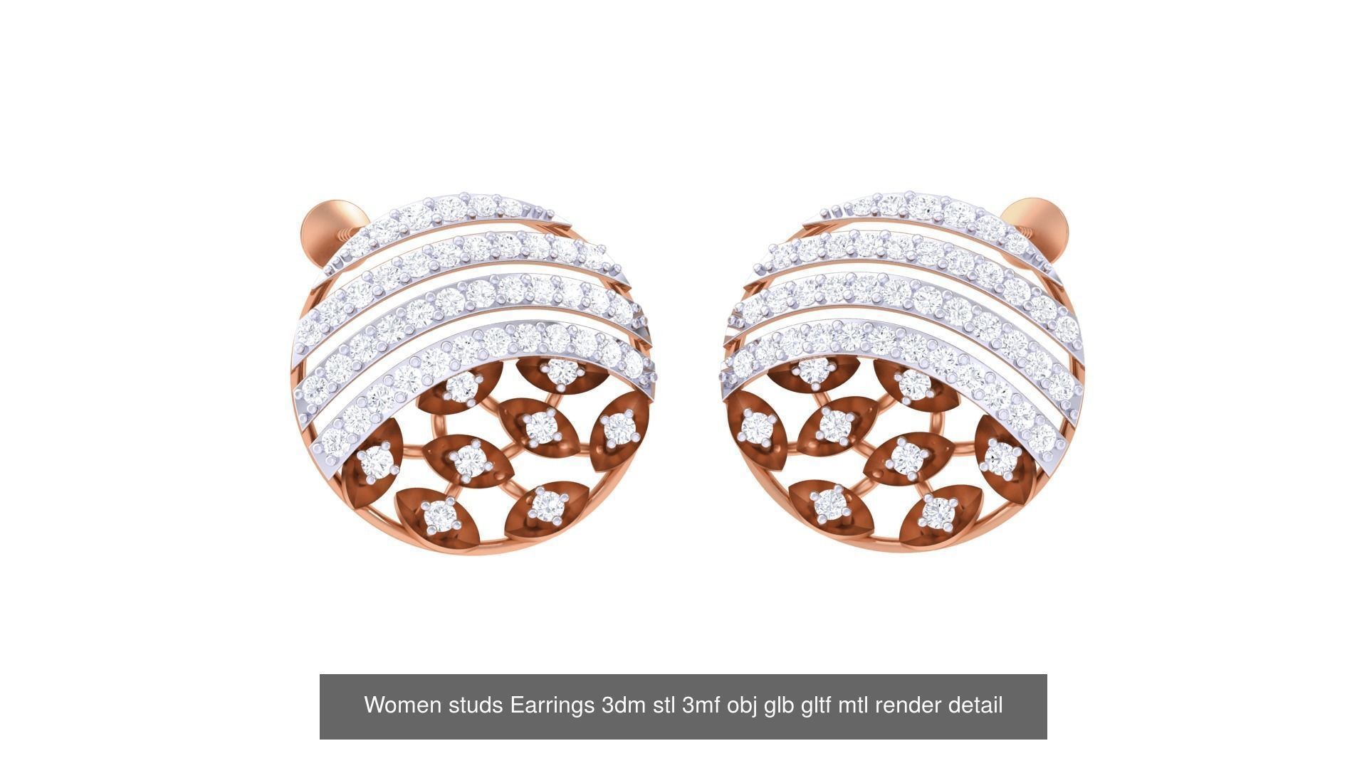 133 Women studs Earrings 3dm stl 3mf obj glb gltf mtl render 3D Model Collection_25