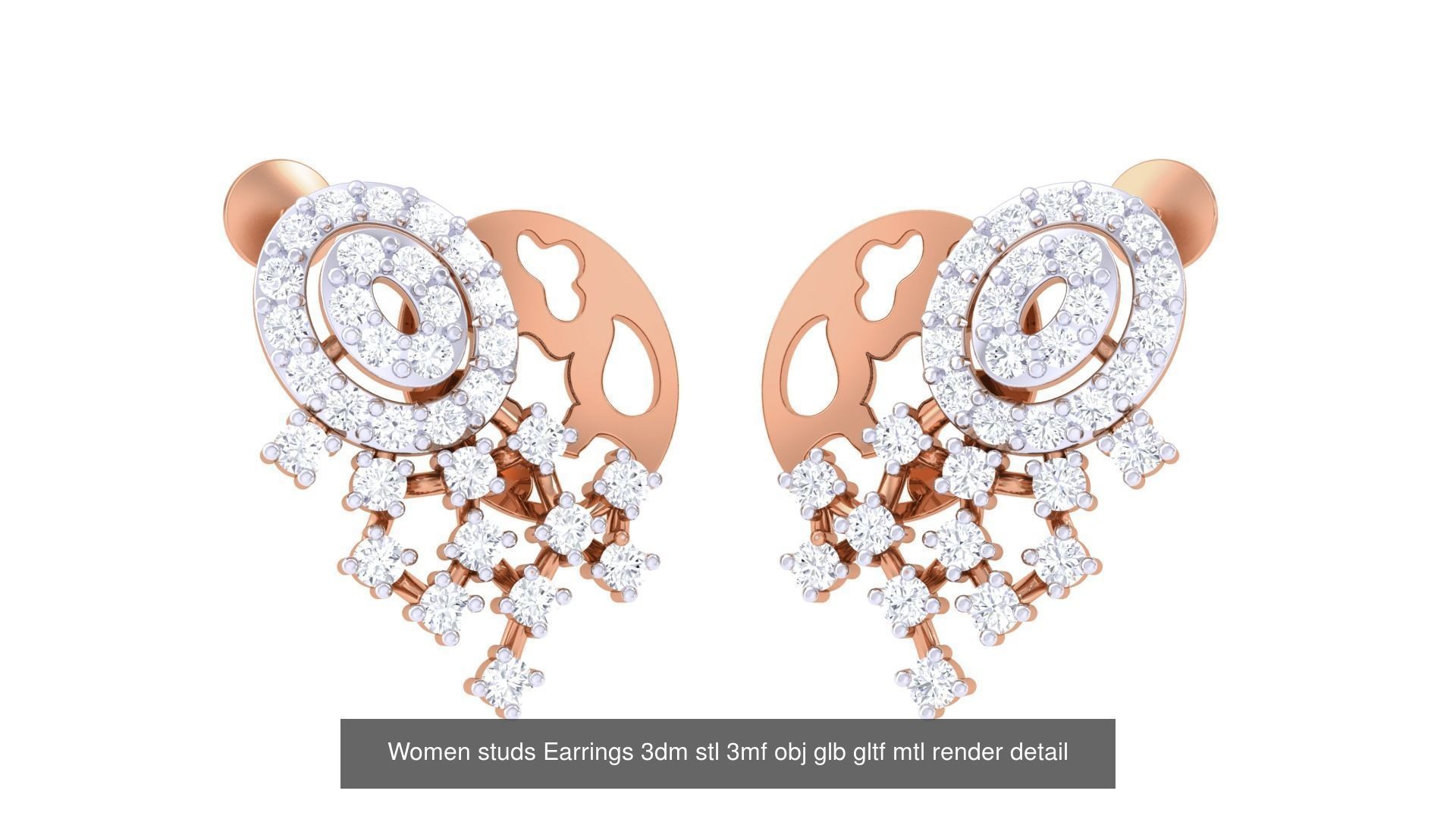 133 Women studs Earrings 3dm stl 3mf obj glb gltf mtl render 3D Model Collection_68