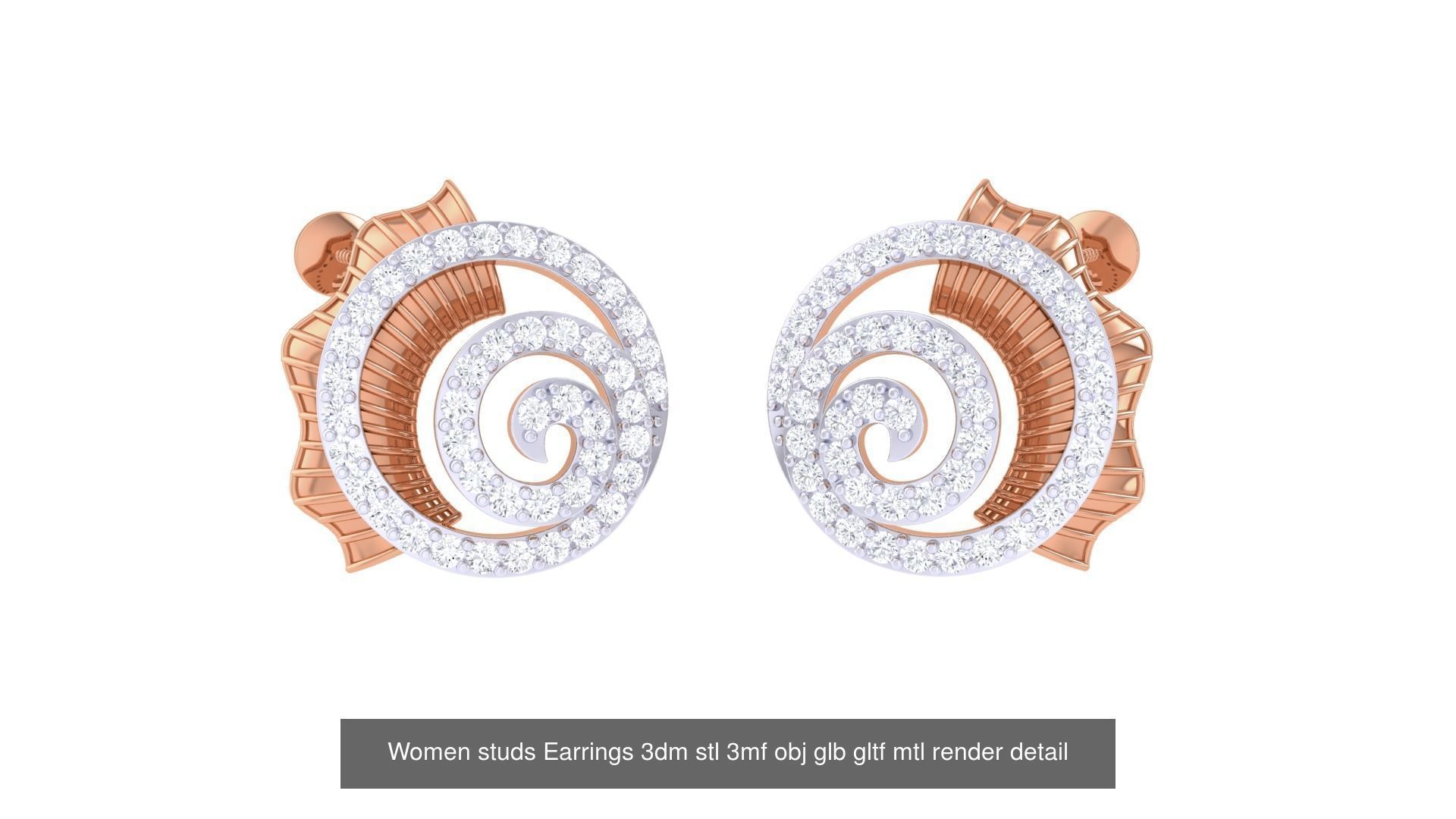 133 Women studs Earrings 3dm stl 3mf obj glb gltf mtl render 3D Model Collection_30
