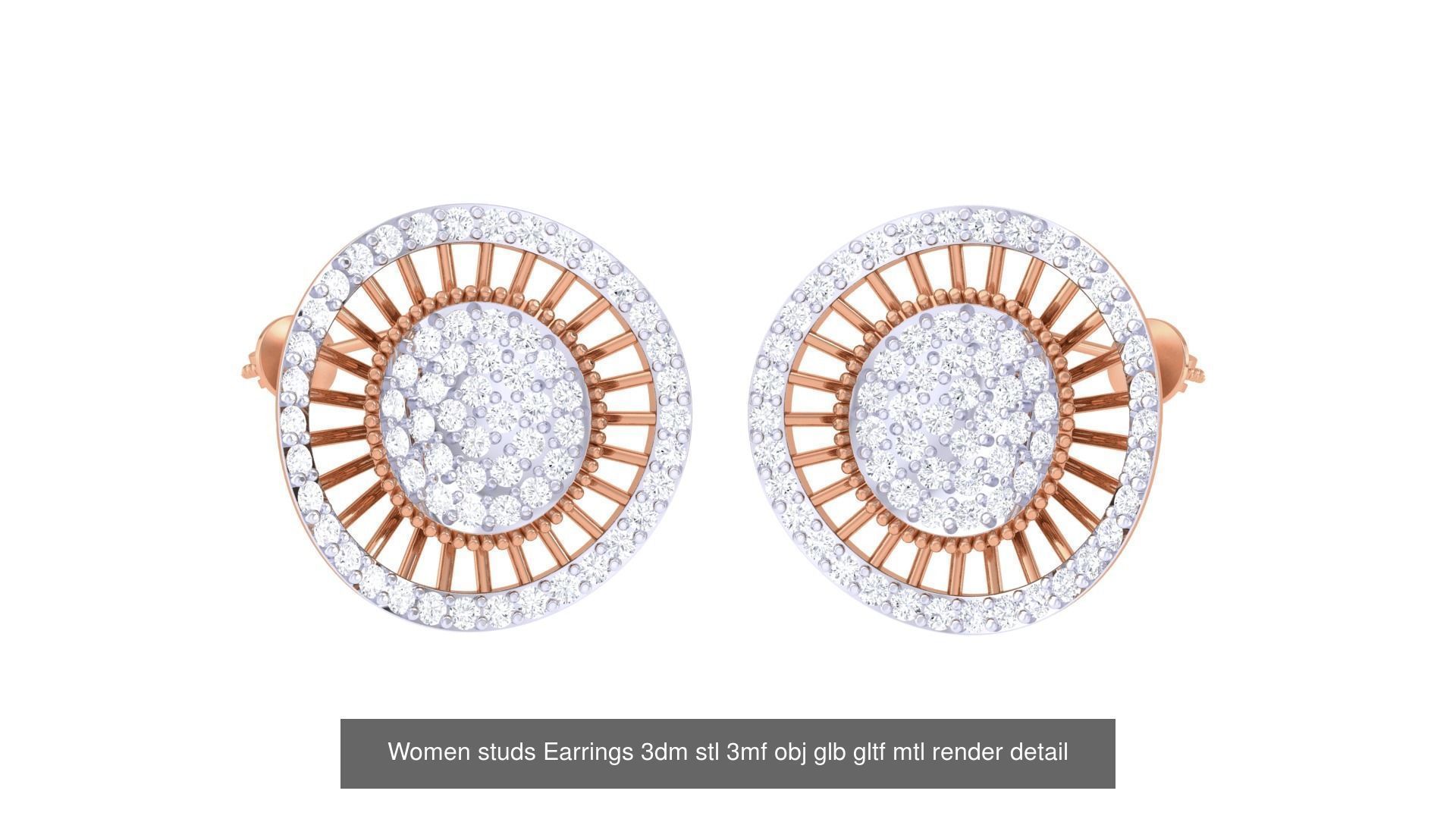 133 Women studs Earrings 3dm stl 3mf obj glb gltf mtl render 3D Model Collection_109