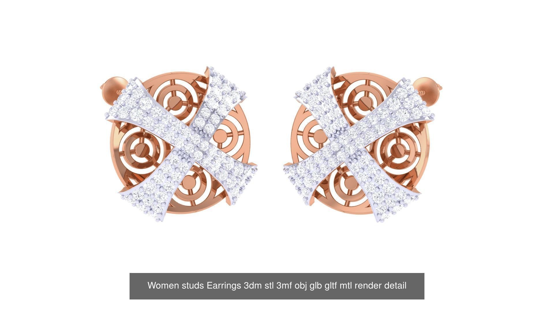 133 Women studs Earrings 3dm stl 3mf obj glb gltf mtl render 3D Model Collection_51
