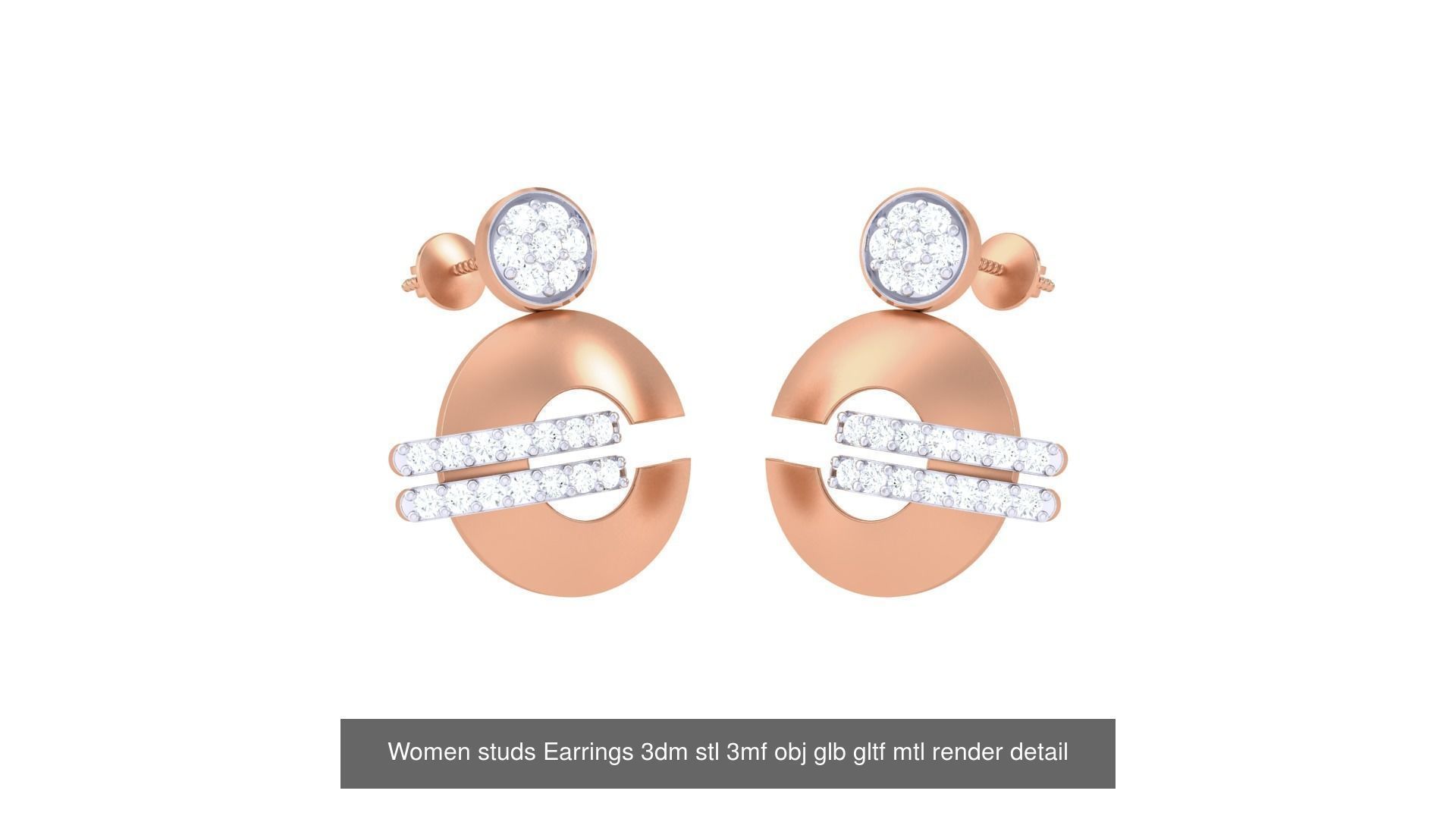 133 Women studs Earrings 3dm stl 3mf obj glb gltf mtl render 3D Model Collection_129