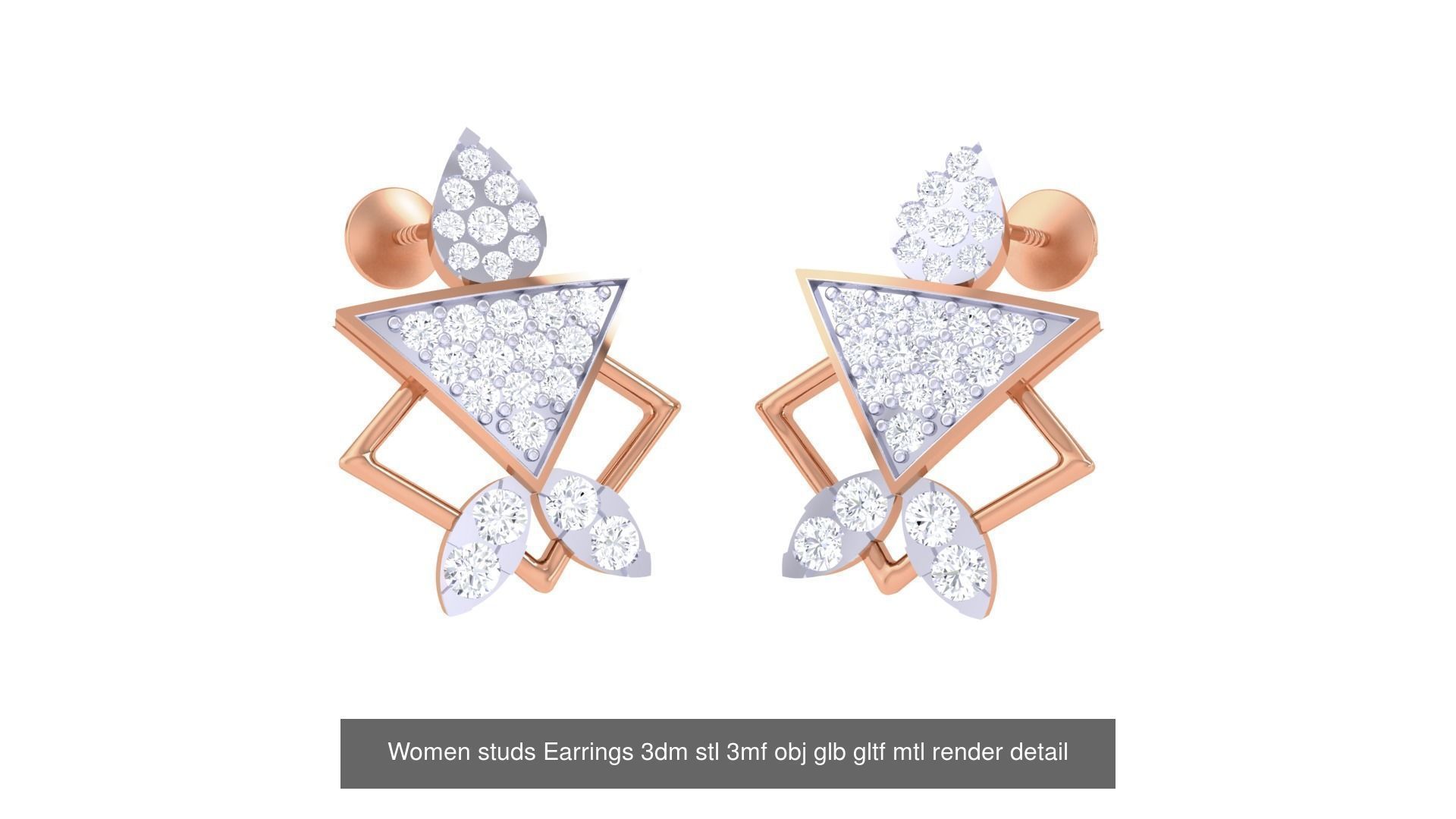 133 Women studs Earrings 3dm stl 3mf obj glb gltf mtl render 3D Model Collection_71