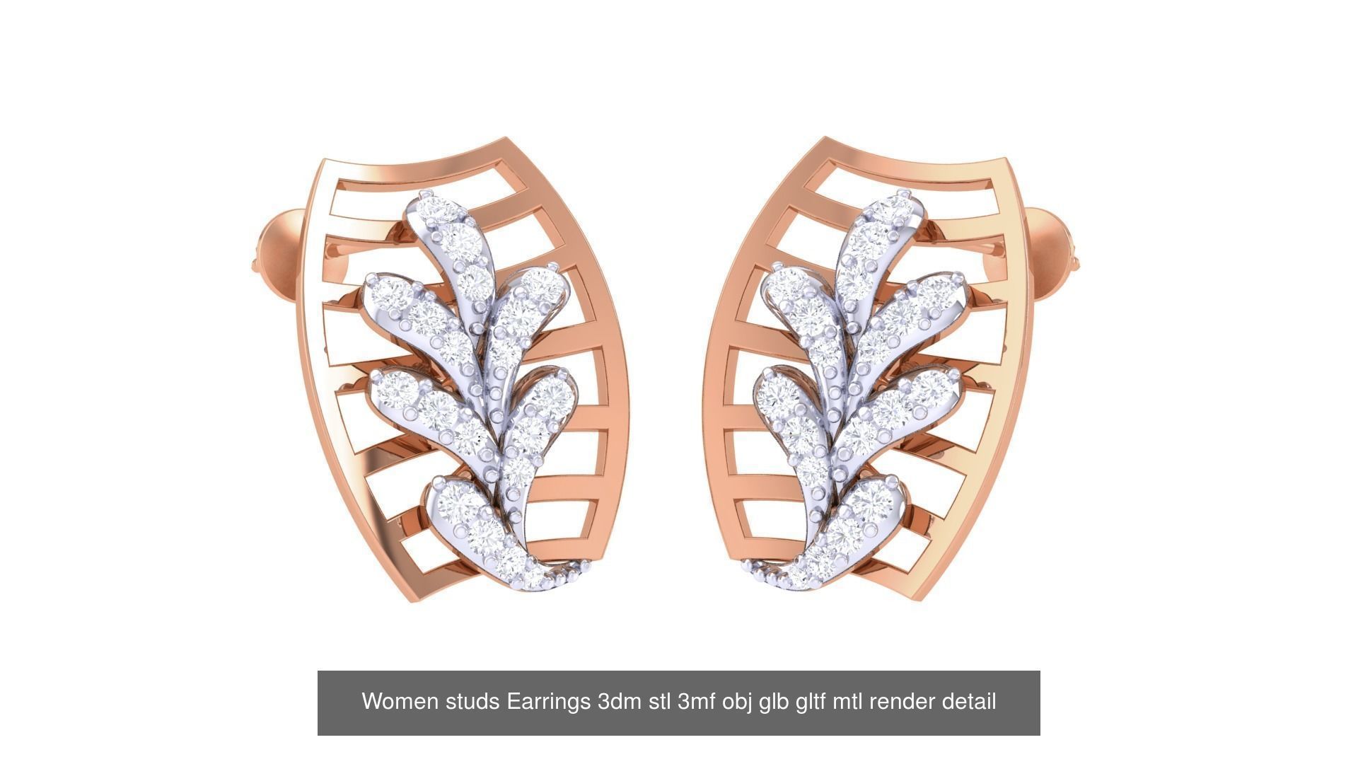 133 Women studs Earrings 3dm stl 3mf obj glb gltf mtl render 3D Model Collection_103