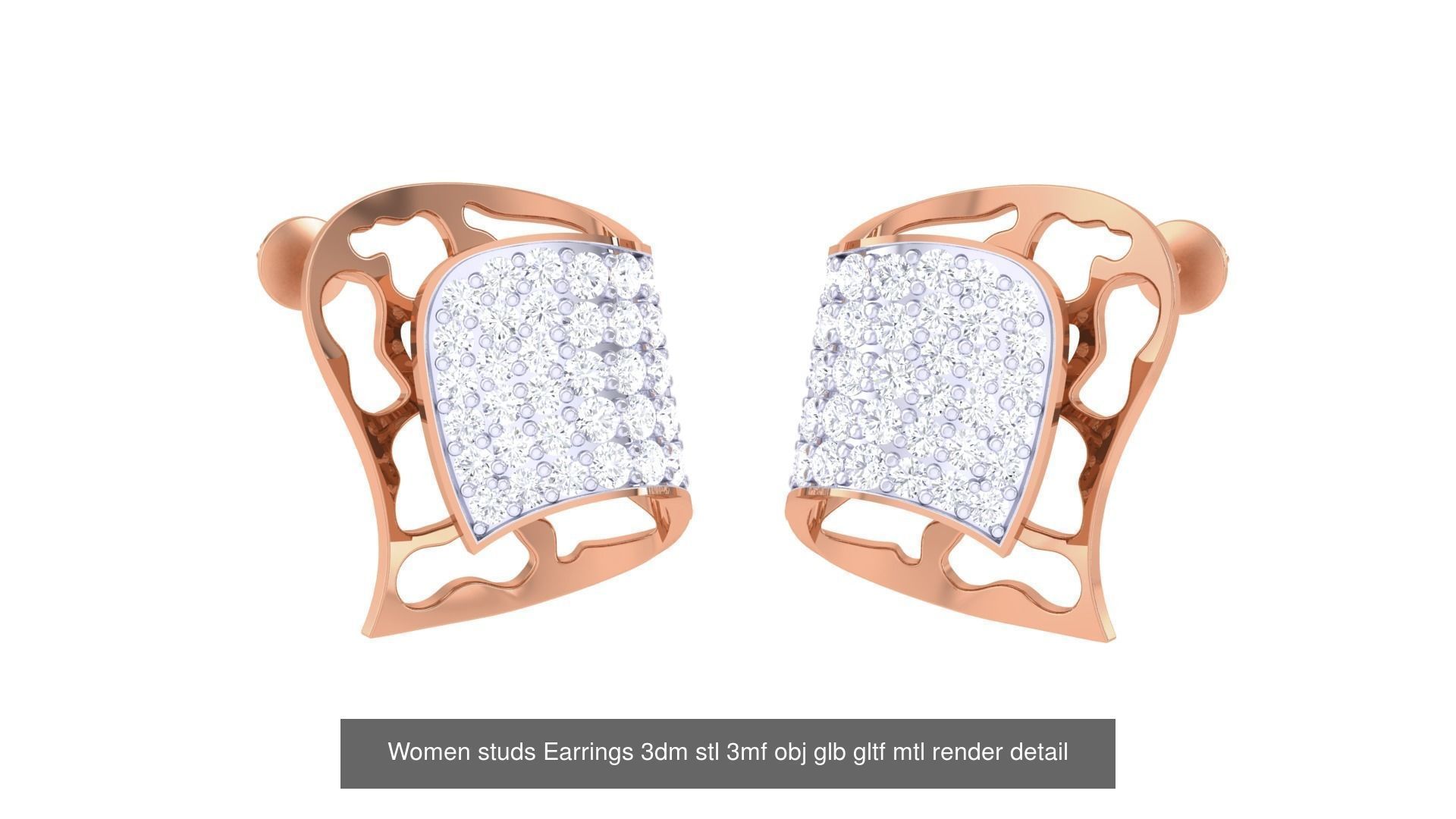 133 Women studs Earrings 3dm stl 3mf obj glb gltf mtl render 3D Model Collection_41