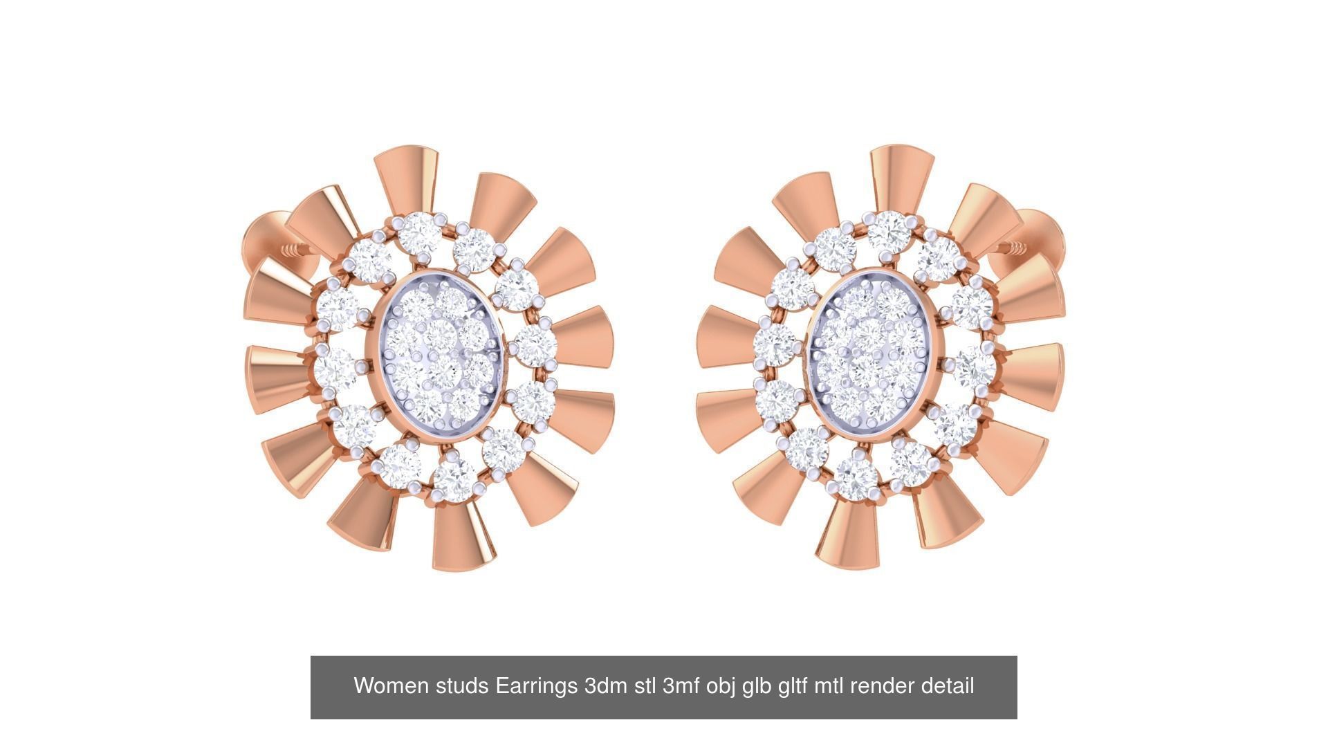 133 Women studs Earrings 3dm stl 3mf obj glb gltf mtl render 3D Model Collection_83