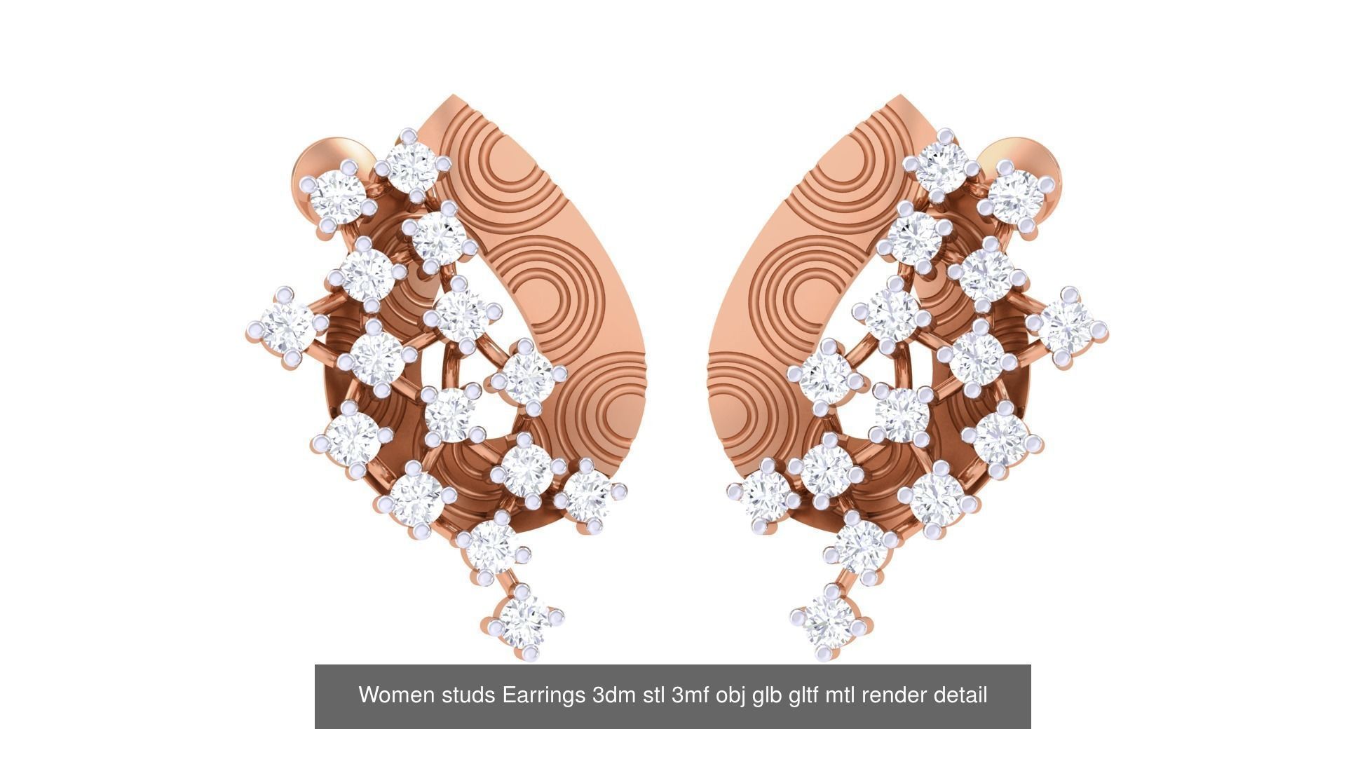 133 Women studs Earrings 3dm stl 3mf obj glb gltf mtl render 3D Model Collection_46