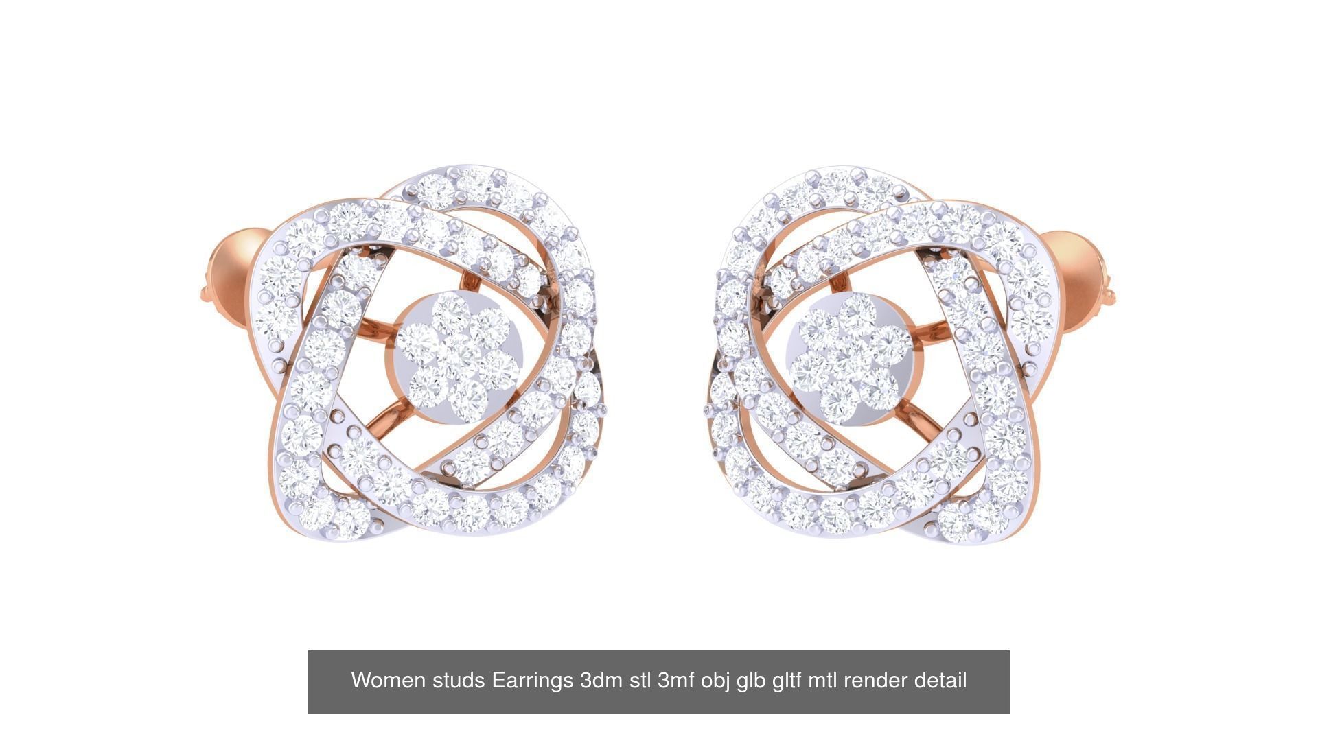 133 Women studs Earrings 3dm stl 3mf obj glb gltf mtl render 3D Model Collection_111