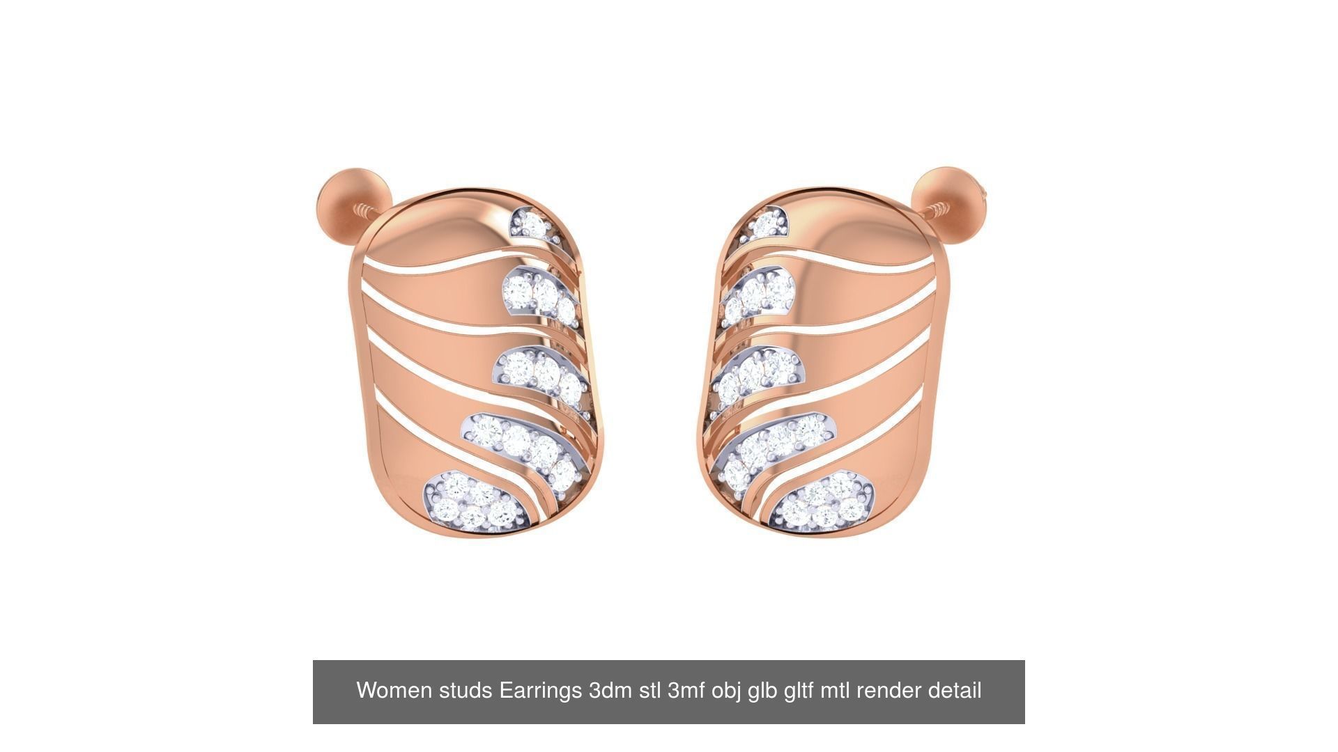 133 Women studs Earrings 3dm stl 3mf obj glb gltf mtl render 3D Model Collection_121