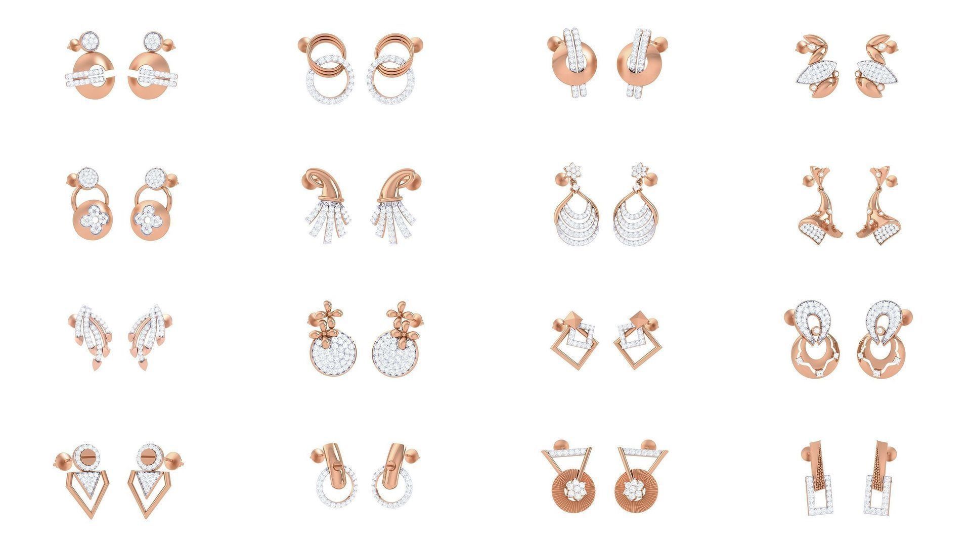133 Women studs Earrings 3dm stl 3mf obj glb gltf mtl render 3D Model Collection_13